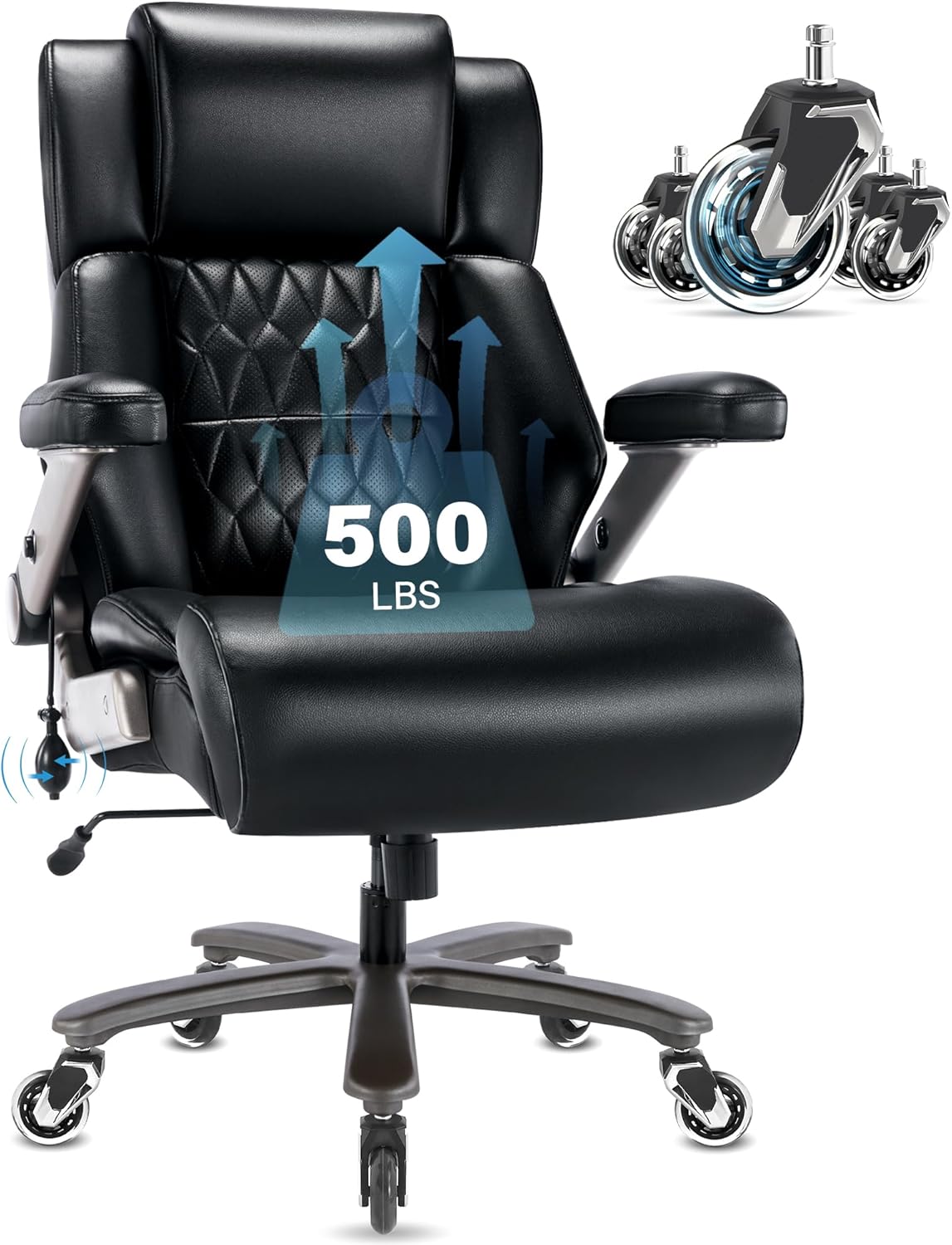 500lbs Big & Tall Office Chair - Adjustable Lumbar Support, Heavy Duty, Ergonomic Design