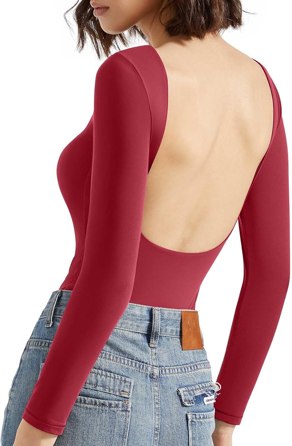 SUUKSESS Women Backless Y2k Long Sleeve Bodysuit for Style