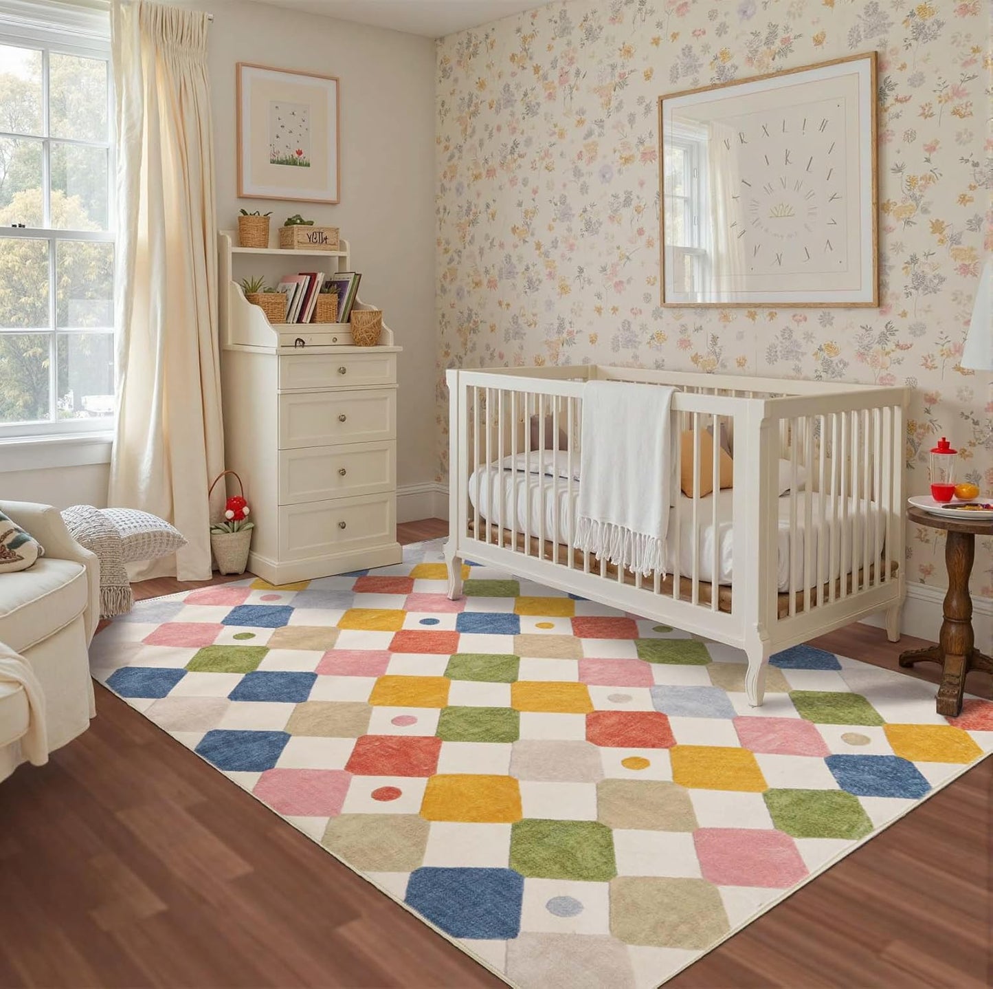 Colorful Diamond Area Rug 5x7 for Kids and Living Rooms