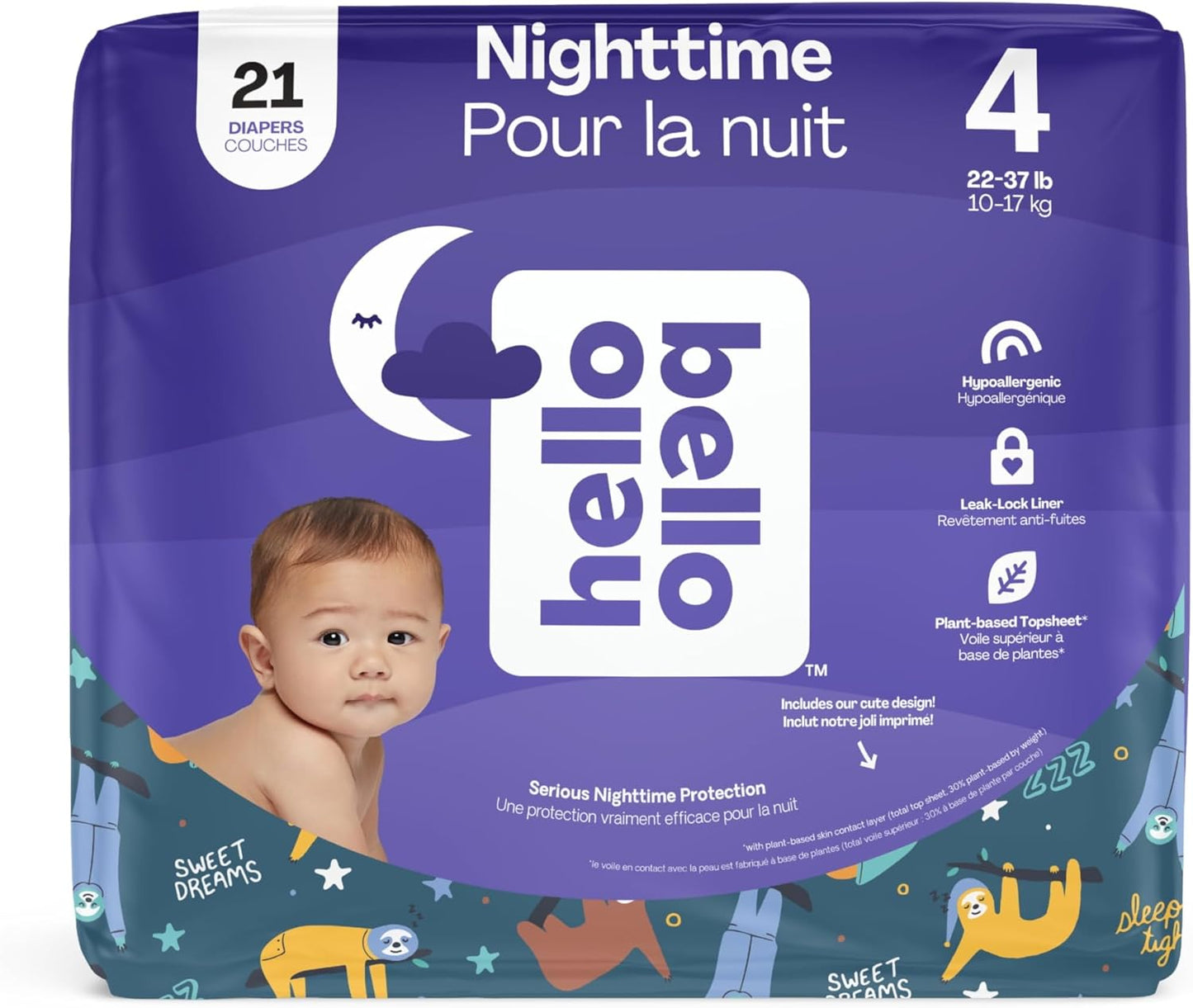 Hello Bello Size 4 Nighttime Diapers - Ultra Absorbent for Extended Protection