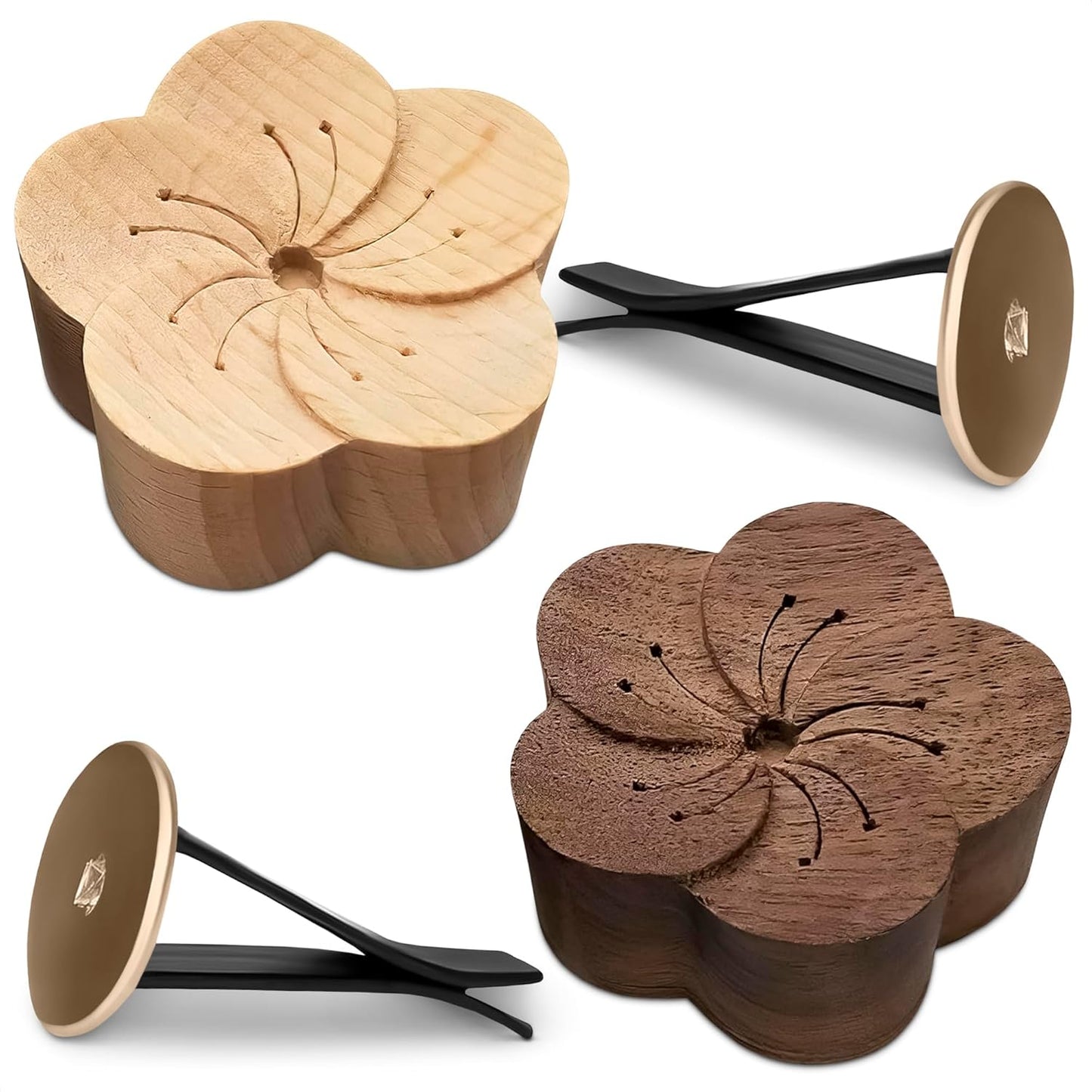 LIBERHAUS Wood Flower Car Air Freshener - Aromatherapy On-the-Go