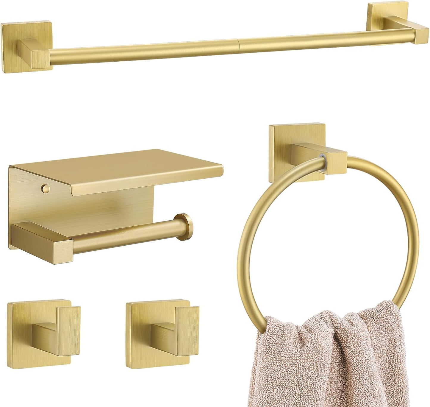 Lairuier 5-Piece Bathroom Hardware Set in Brushed Gold