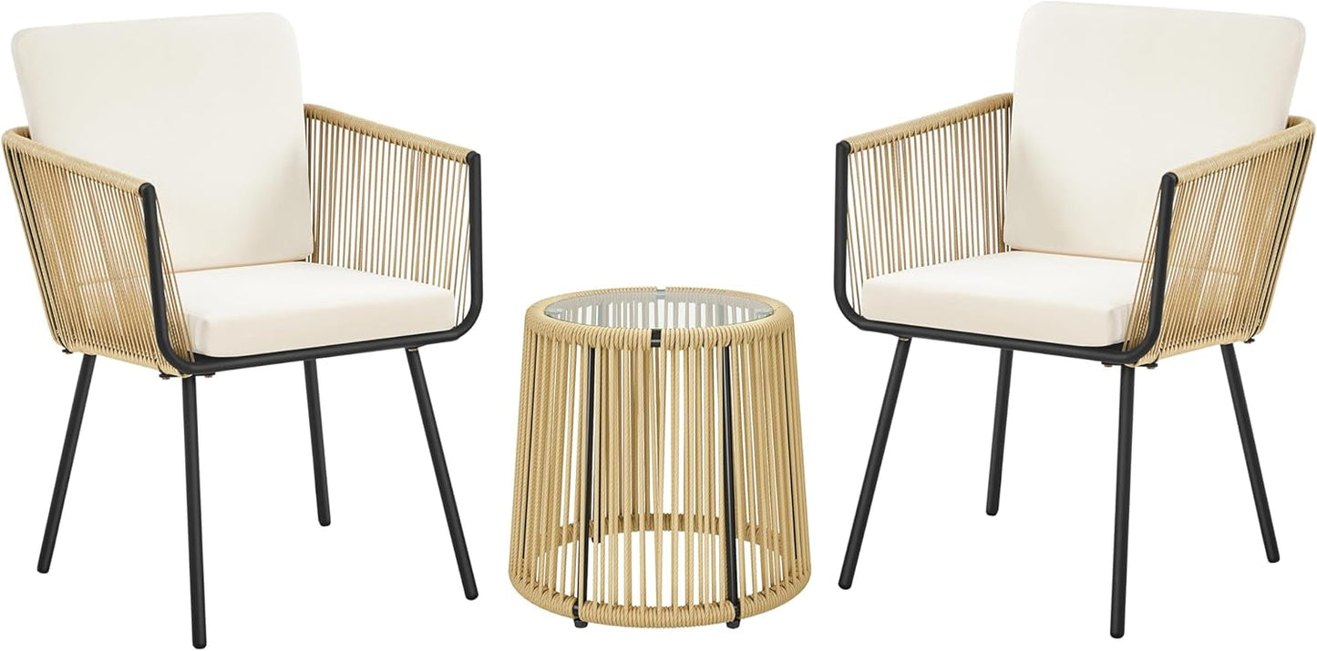 Yaheetech 3 Piece Patio Rattan Bistro Set for Outdoor Relaxation