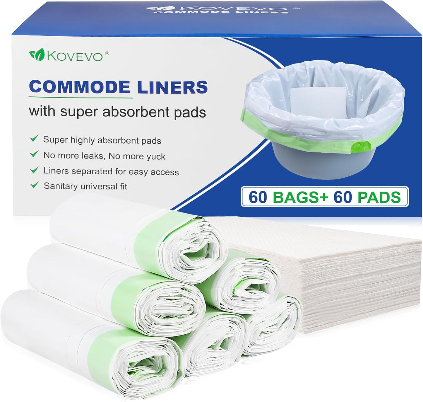 60 Pack Kovevo Commode Liners | Quick Cleanup