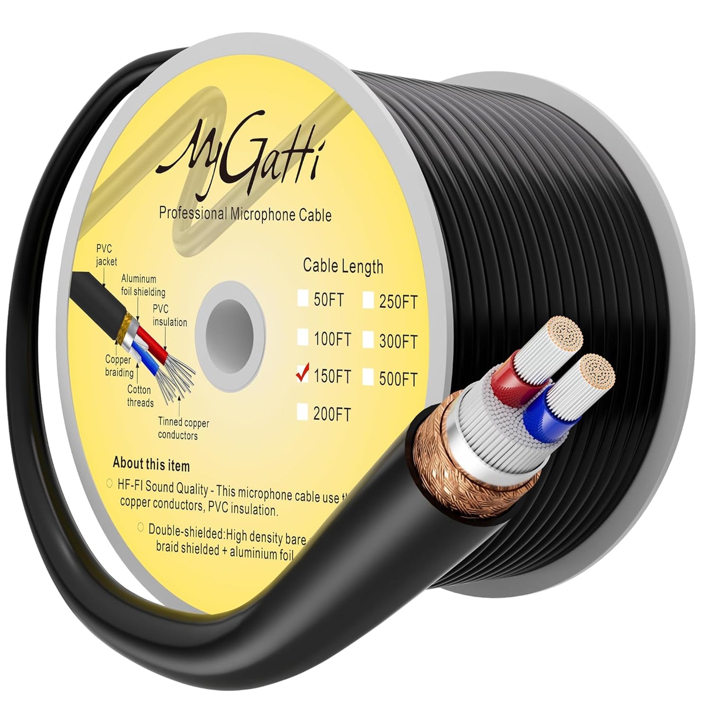 Bulk XLR Microphone Cable 150 Feet for DIY Audio Projects