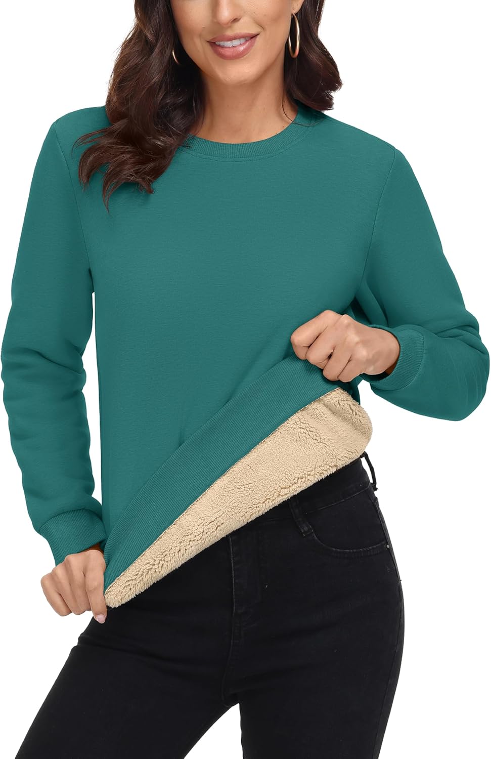 MAGCOMSEN Women's Sherpa Lined Sweatshirts for Winter Warmth