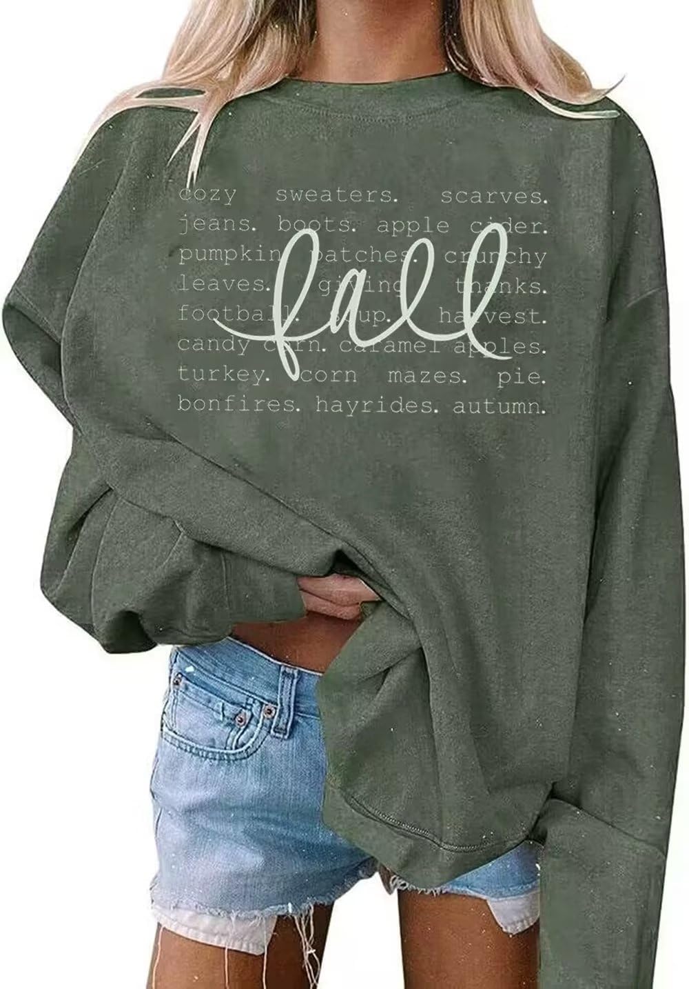 AIMITAG Women's Funny Fall Words Sweatshirt
