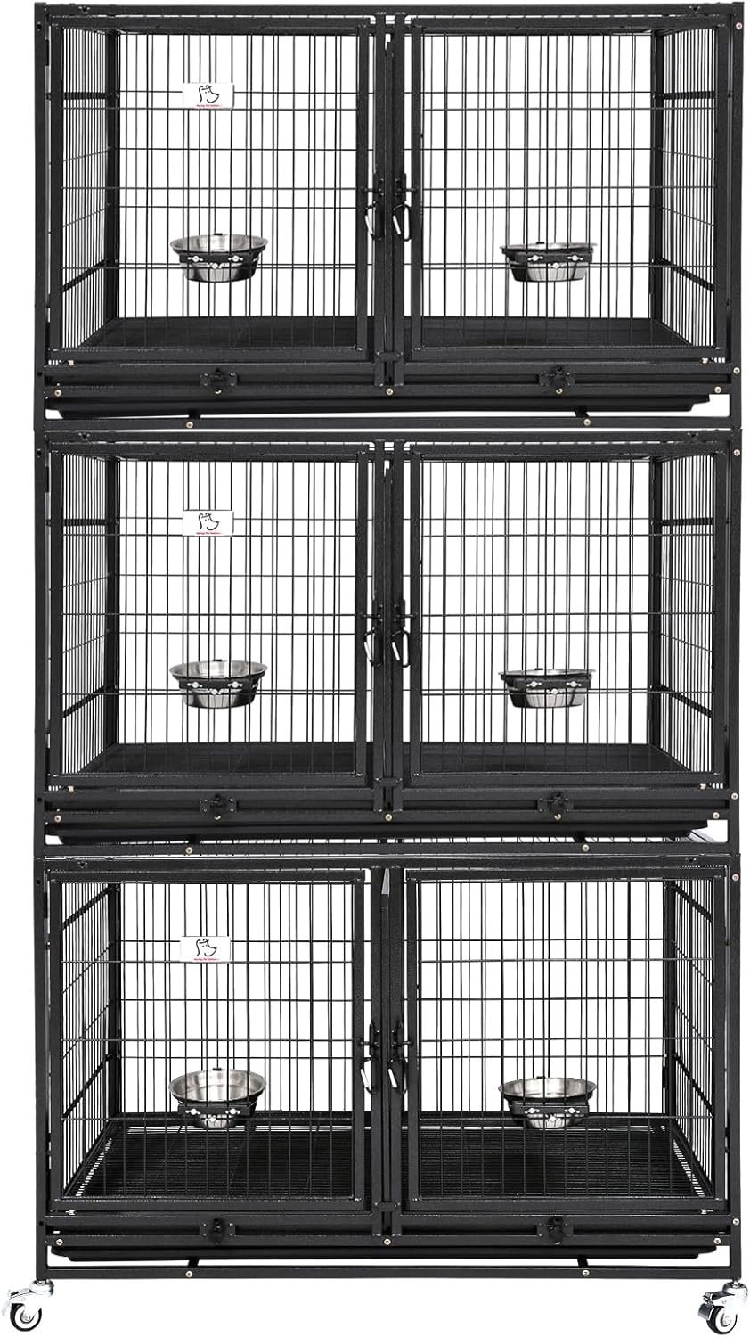 Heavy Duty Dog Crate with Feeding Doors and Divider for Pets