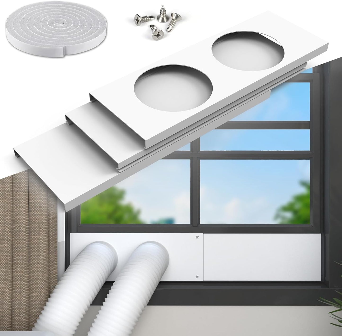 Flamorrow Dual Hose AC Window Kit - Easy Installation!