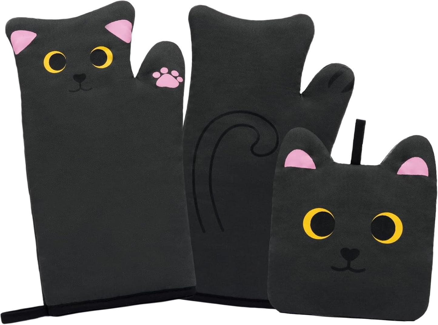 Cat Design Oven Mitts: Heat Resistant & Cute!