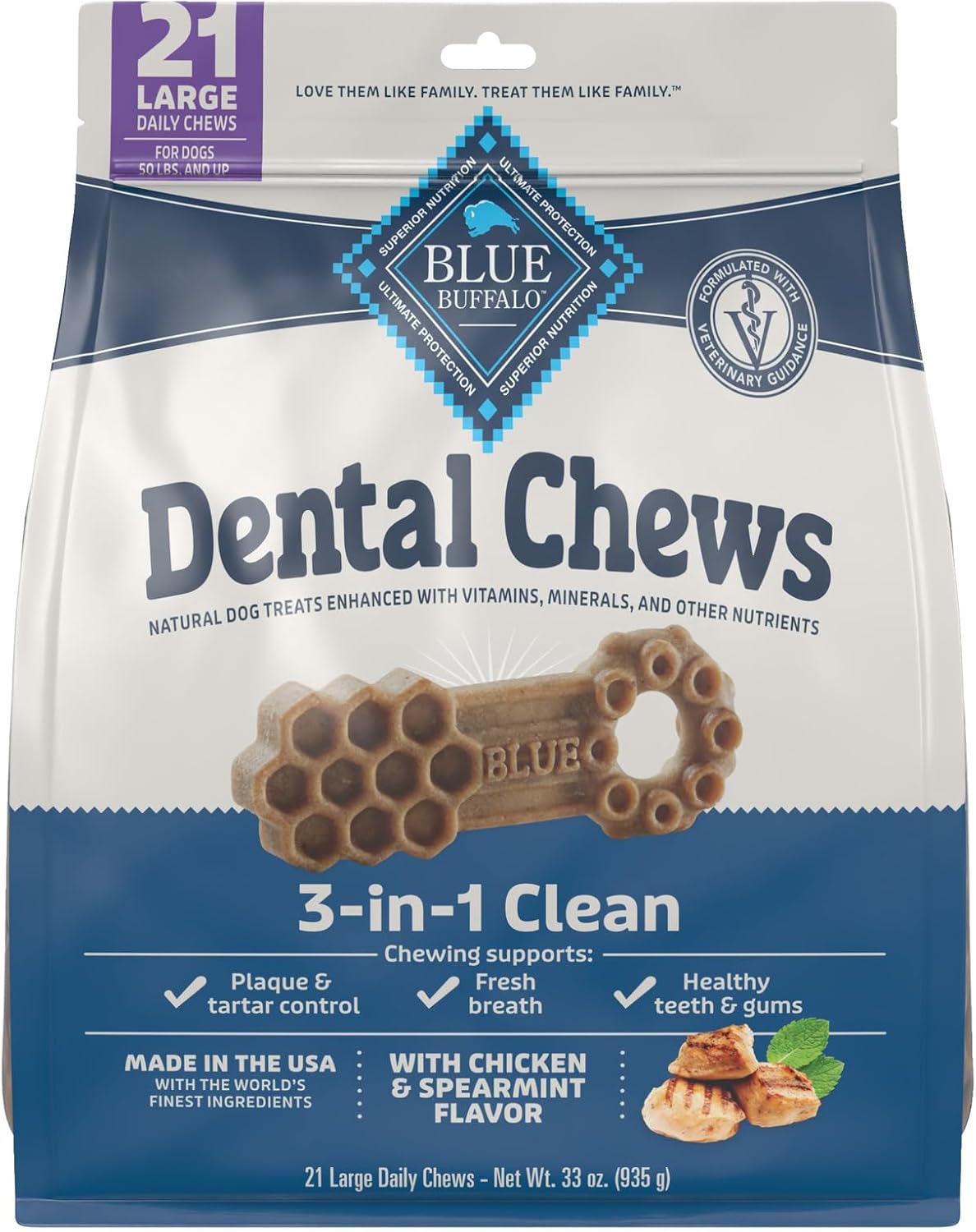 Blue Buffalo Dental Chews for Large Dogs - Natural Treats