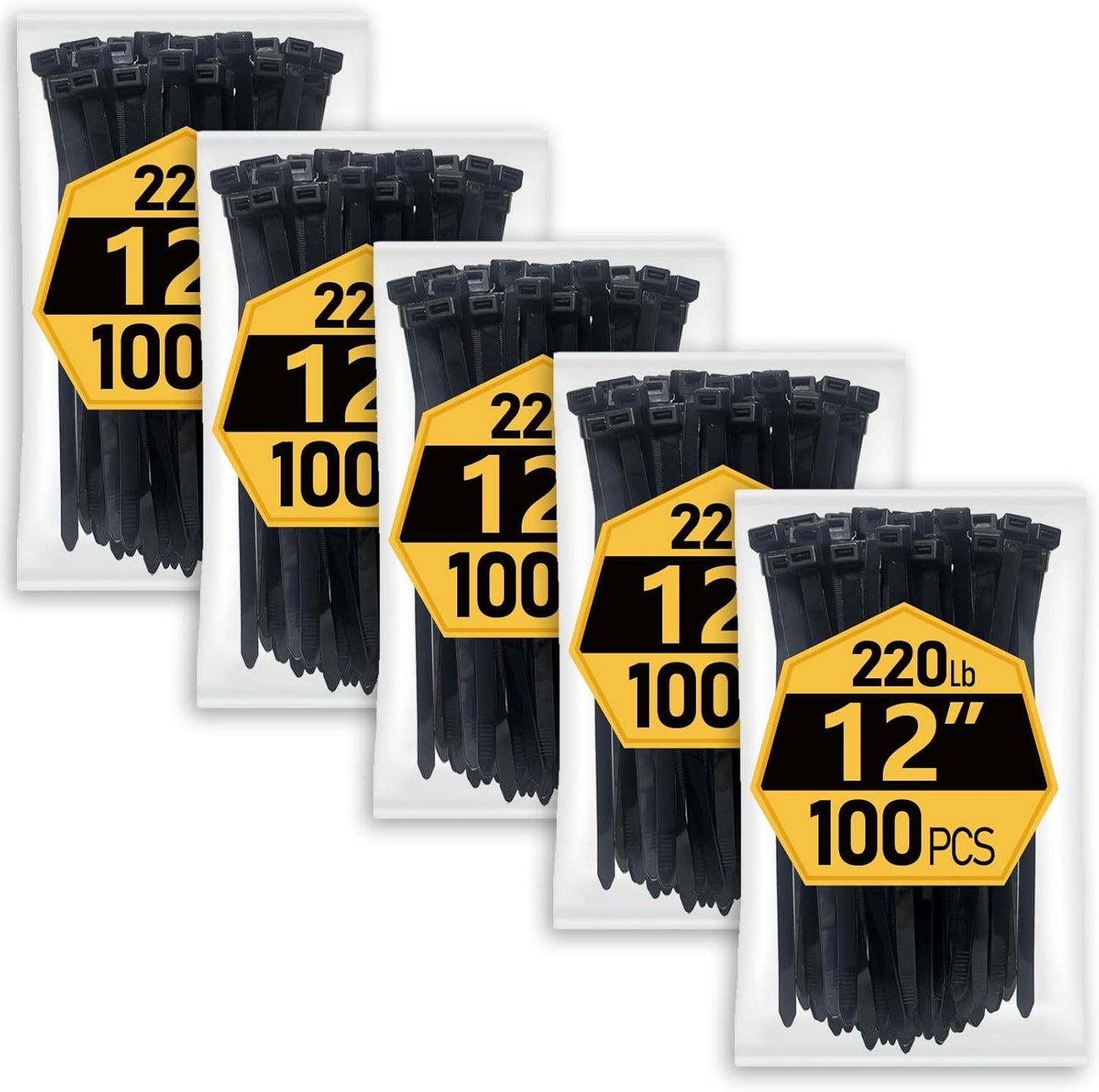 Heavy Duty 12 Inch Zip Ties with 220 lb Strength for Bundling