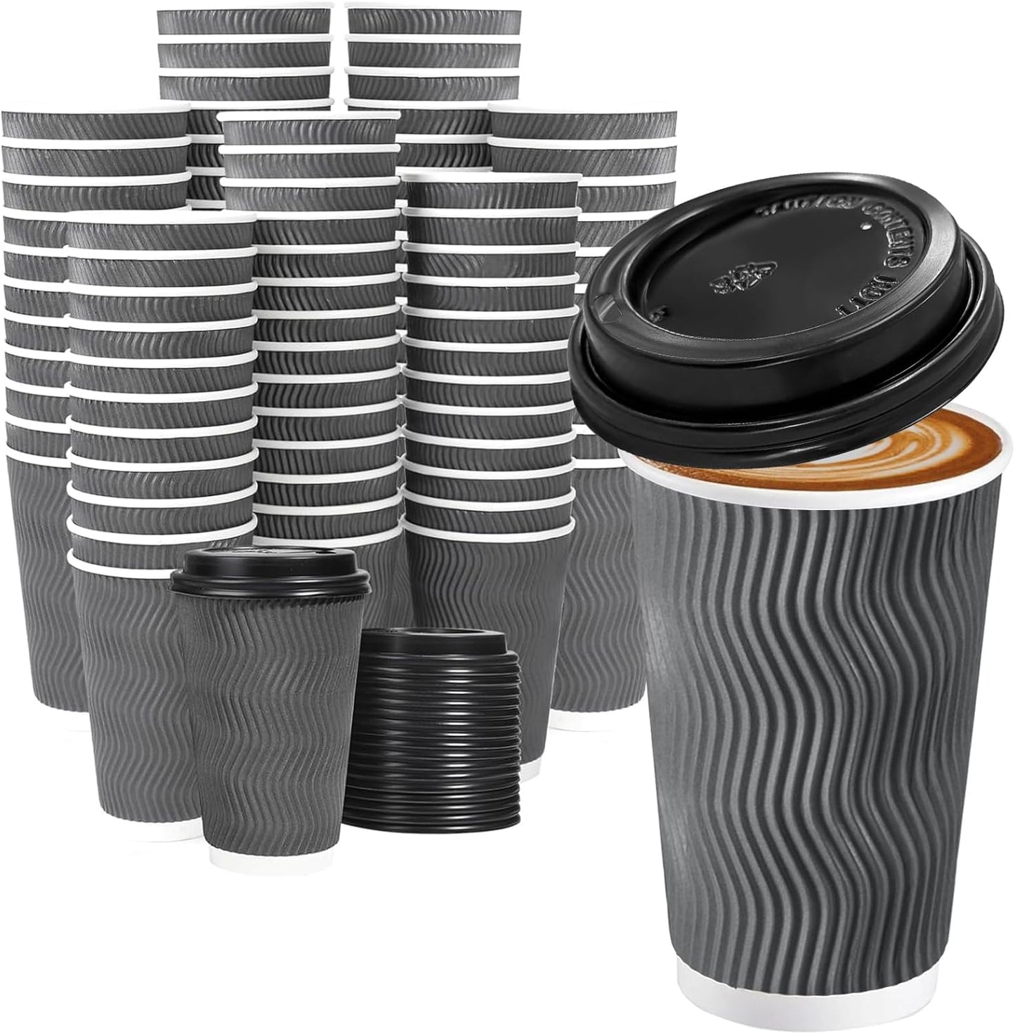 Lamosi 500 Pack 16 oz Insulated Disposable Coffee Cups with Lids