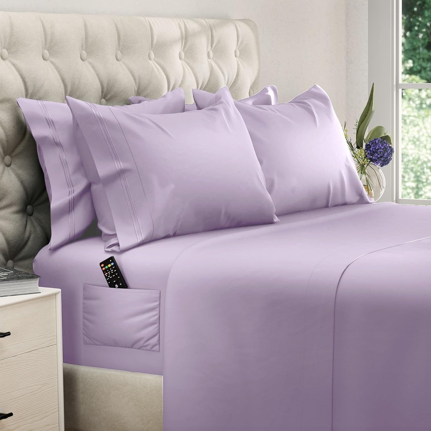 DREAMCARE Queen Sheet Set 6 pcs Cooling Bed Sheets Luxury