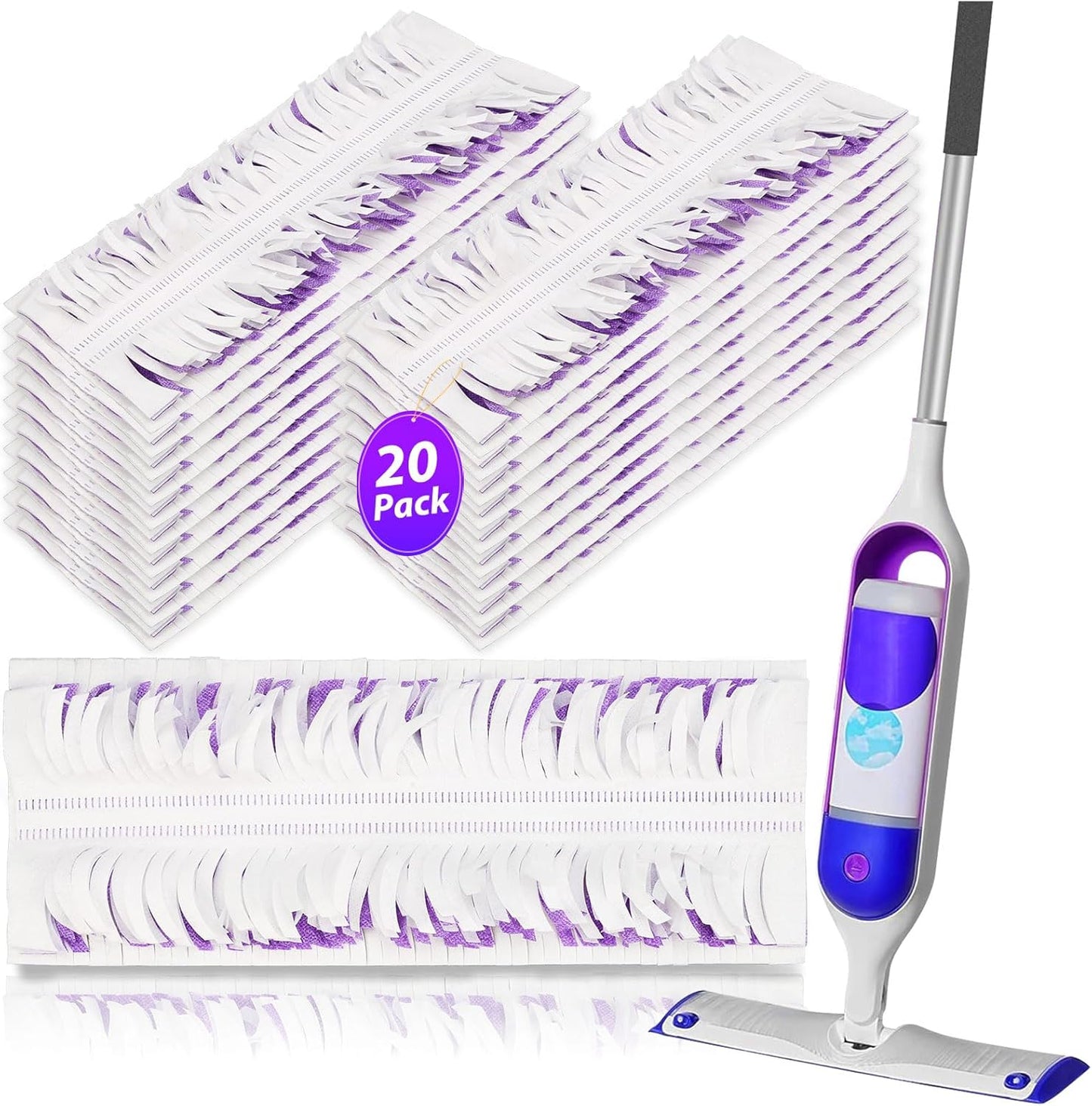 PowerMop Refills - 20 Pack, Purple, Multi/ Wood Mops