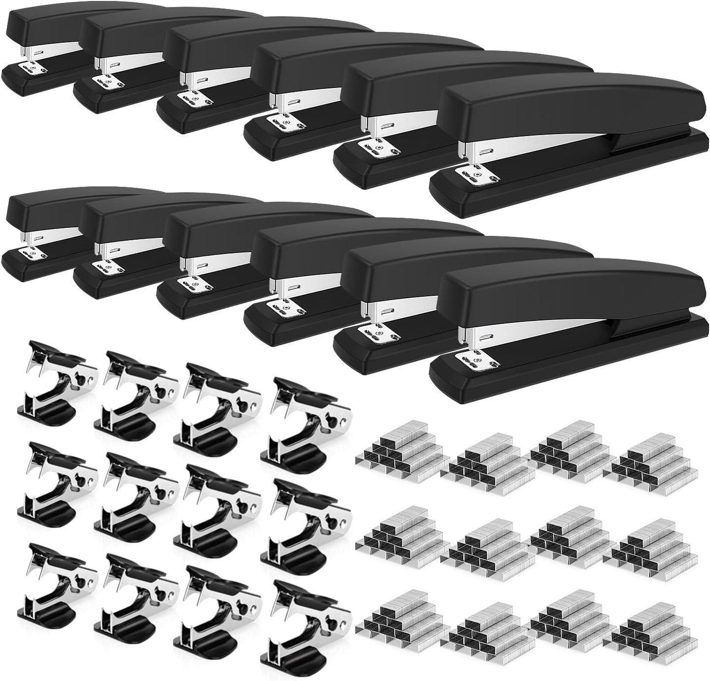 Deli Stapler Set: 12 Pack with 12000 Staples and Removers