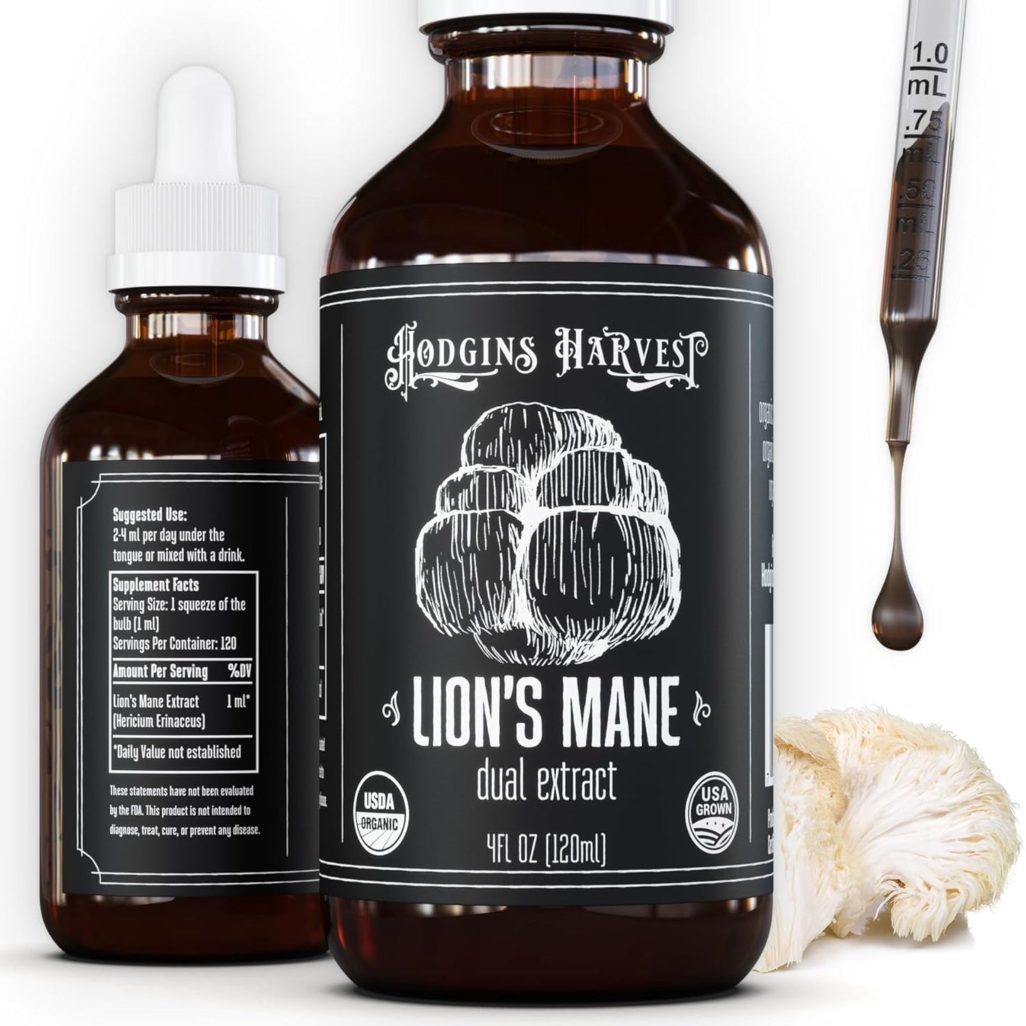 Hodgins Harvest Organic Lion's Mane Tincture for Wellness Boost