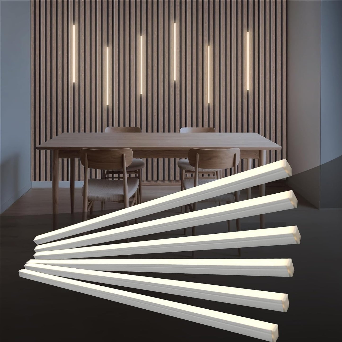 Wood Slat Wall Panels LED Lighting Kit for Home Decor