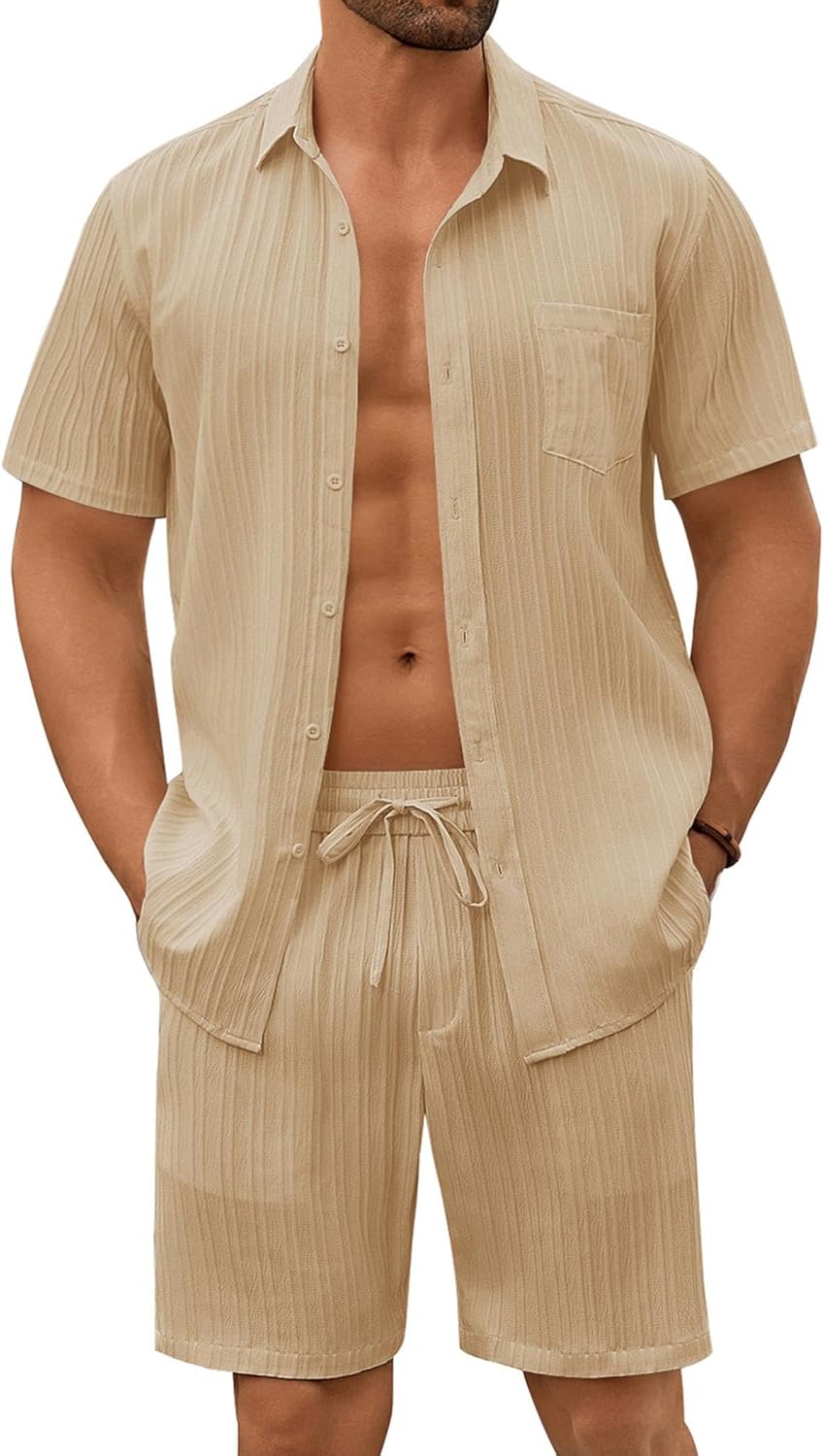 COOFANDY Mens Beach Outfits 2 Piece Set for Summer Style