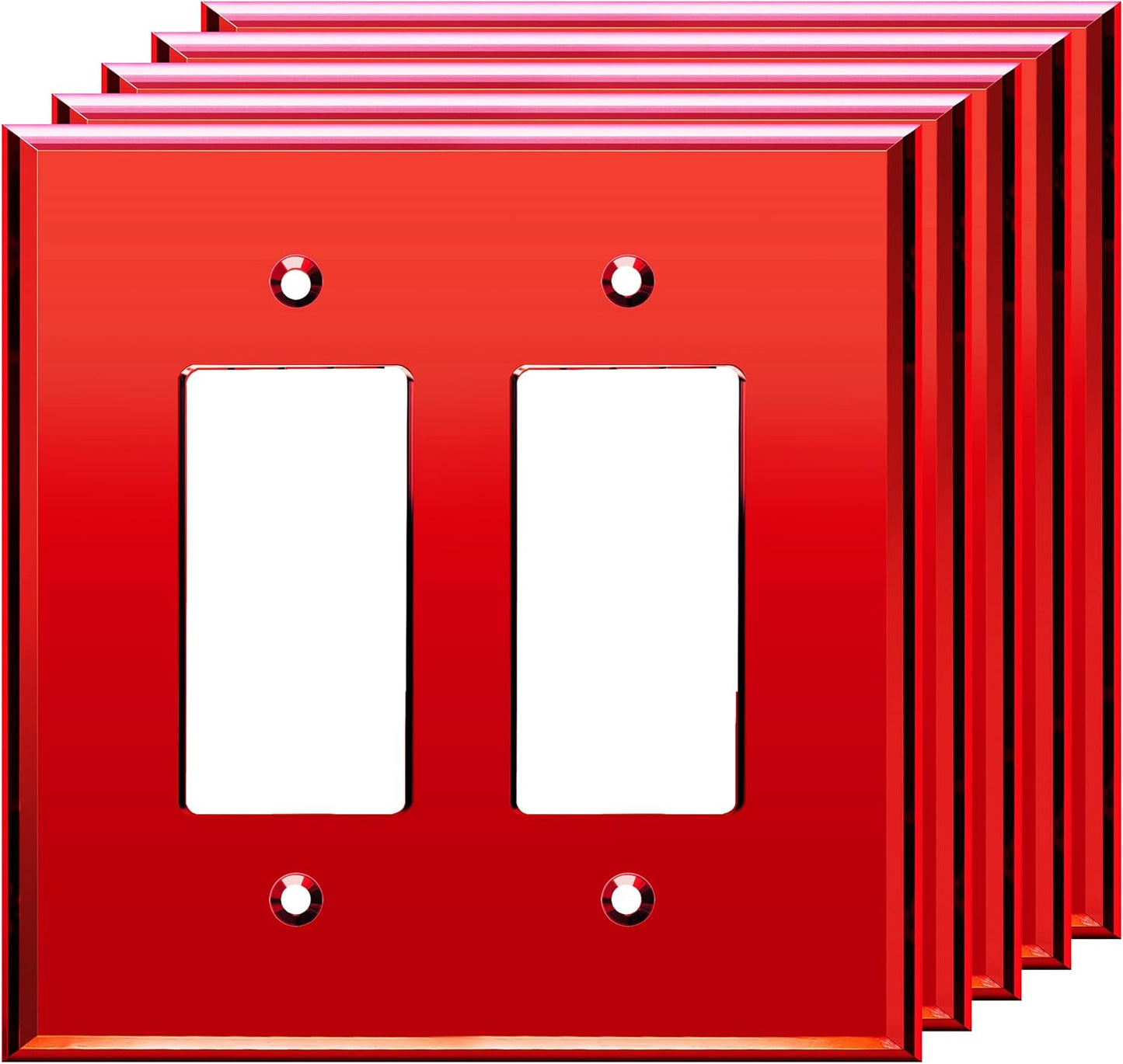 LIDER Reflective Acrylic Decorator Wall Plate 5 Pack Red