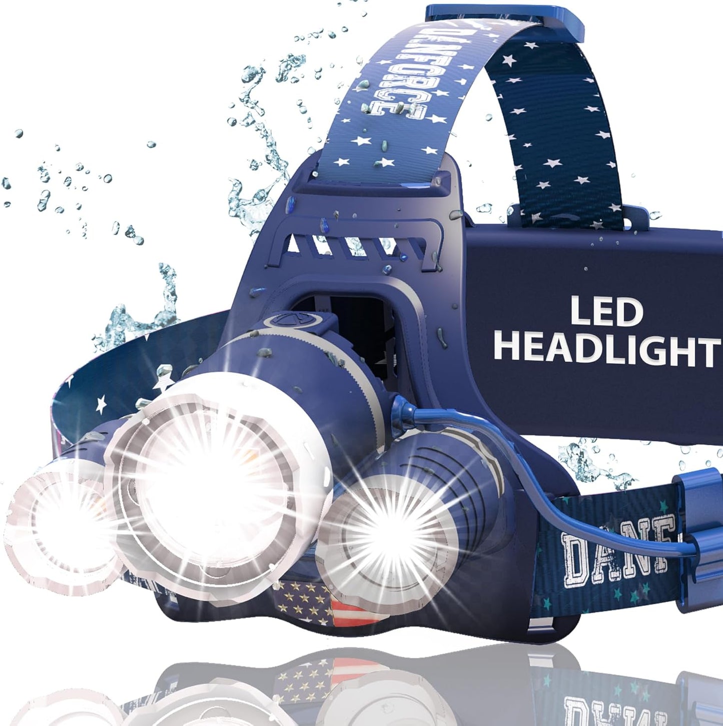 DanForce Headlamp - Ultra Bright 1080 Lumen LED Flashlight