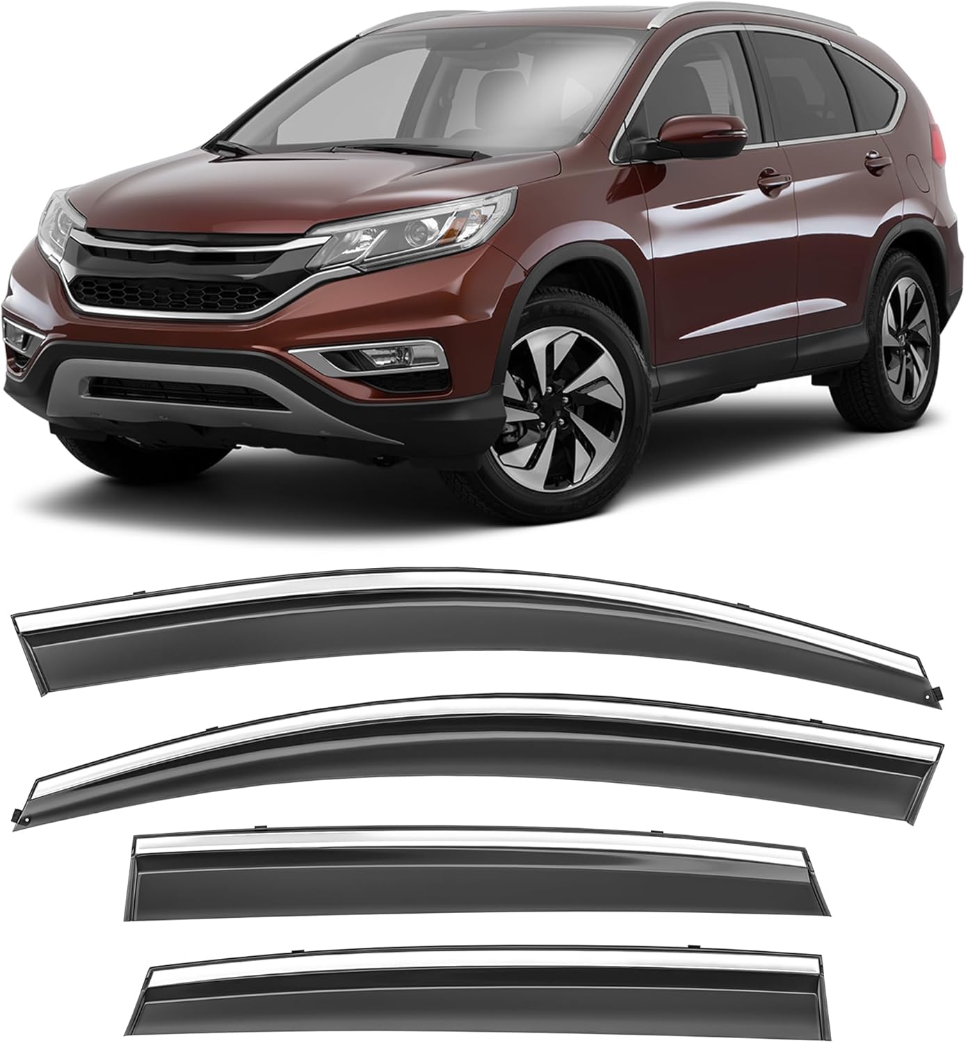 Shatterproof Taped-On Window Deflectors for Honda CR-V 2012-2016
