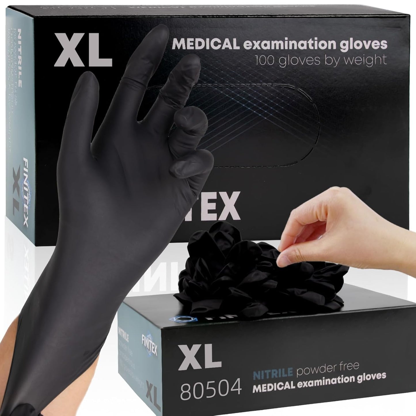 FINITEX 5mil Black Nitrile Gloves - Latex-Free