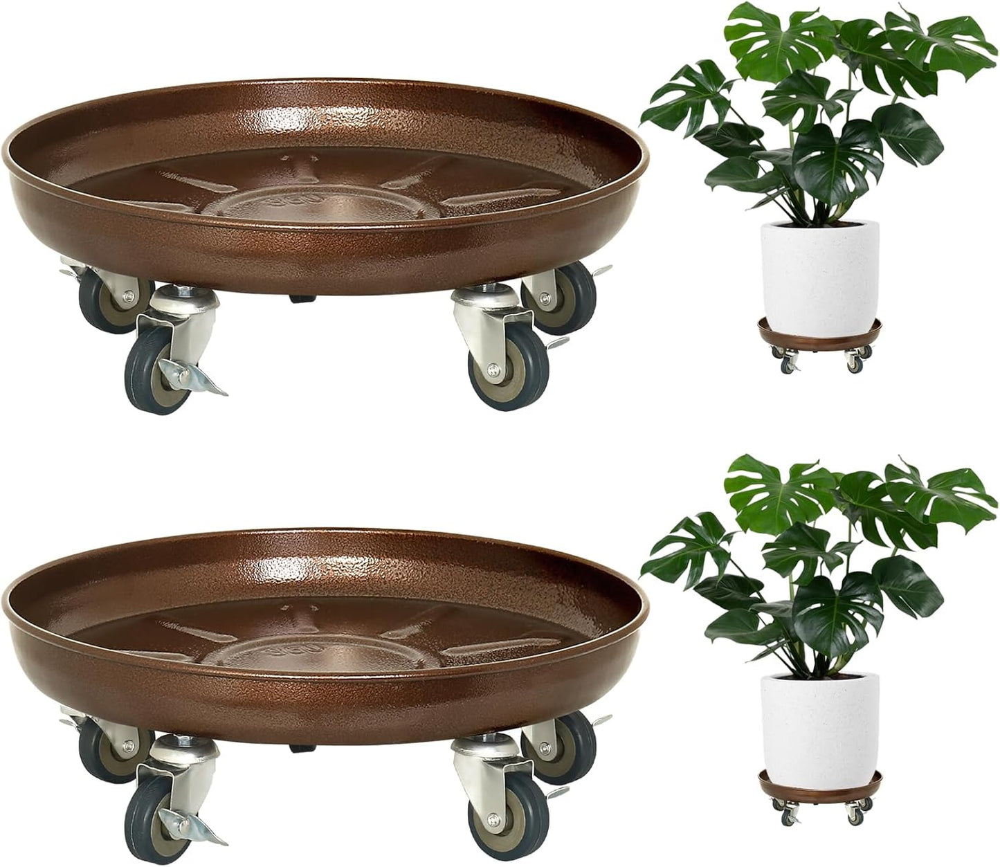 Heavy-Duty 16 in Rolling Plant Caddy with Locking Wheels