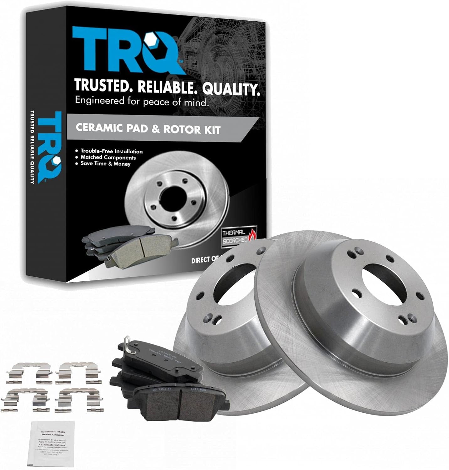 TRQ Rear Brake Pad & Rotor Kit for Hyundai & Kia Vehicles