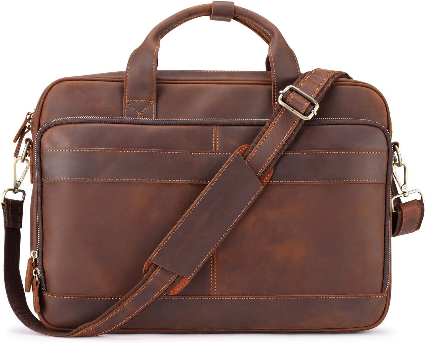 Jack&Chris Full Grain Leather Briefcase for Men - Stylish & Durable