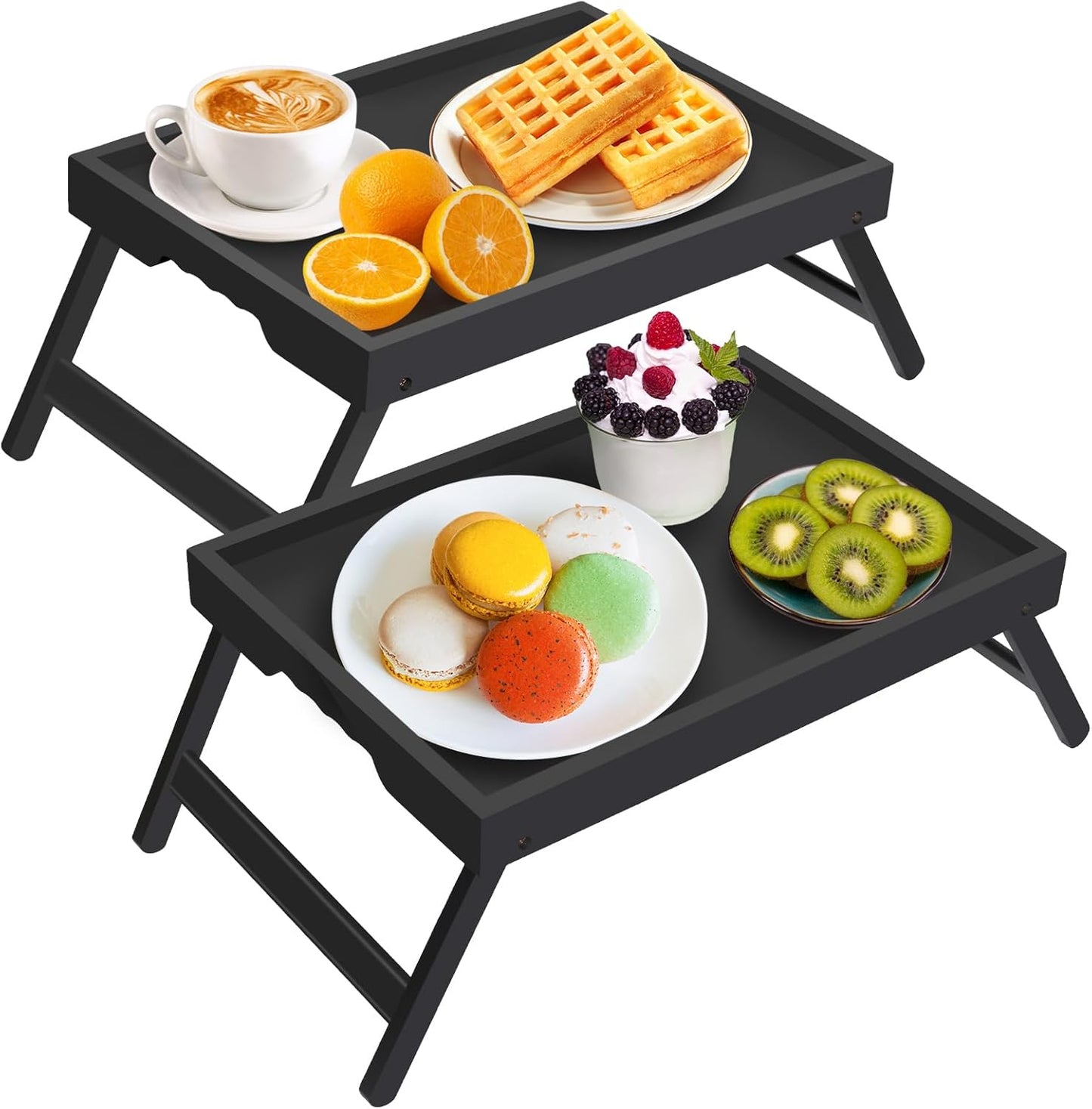Bamboo Bed Tray Table | Foldable Legs | Multipurpose | Set of 2