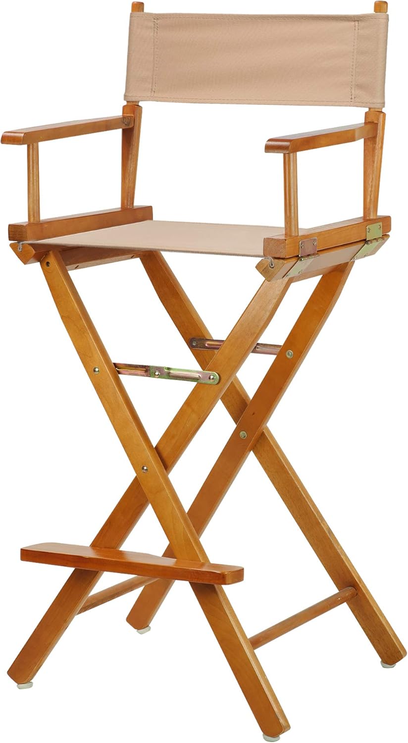 Casual Home Honey Oak Frame Tan Canvas 30 Bar Height Chair
