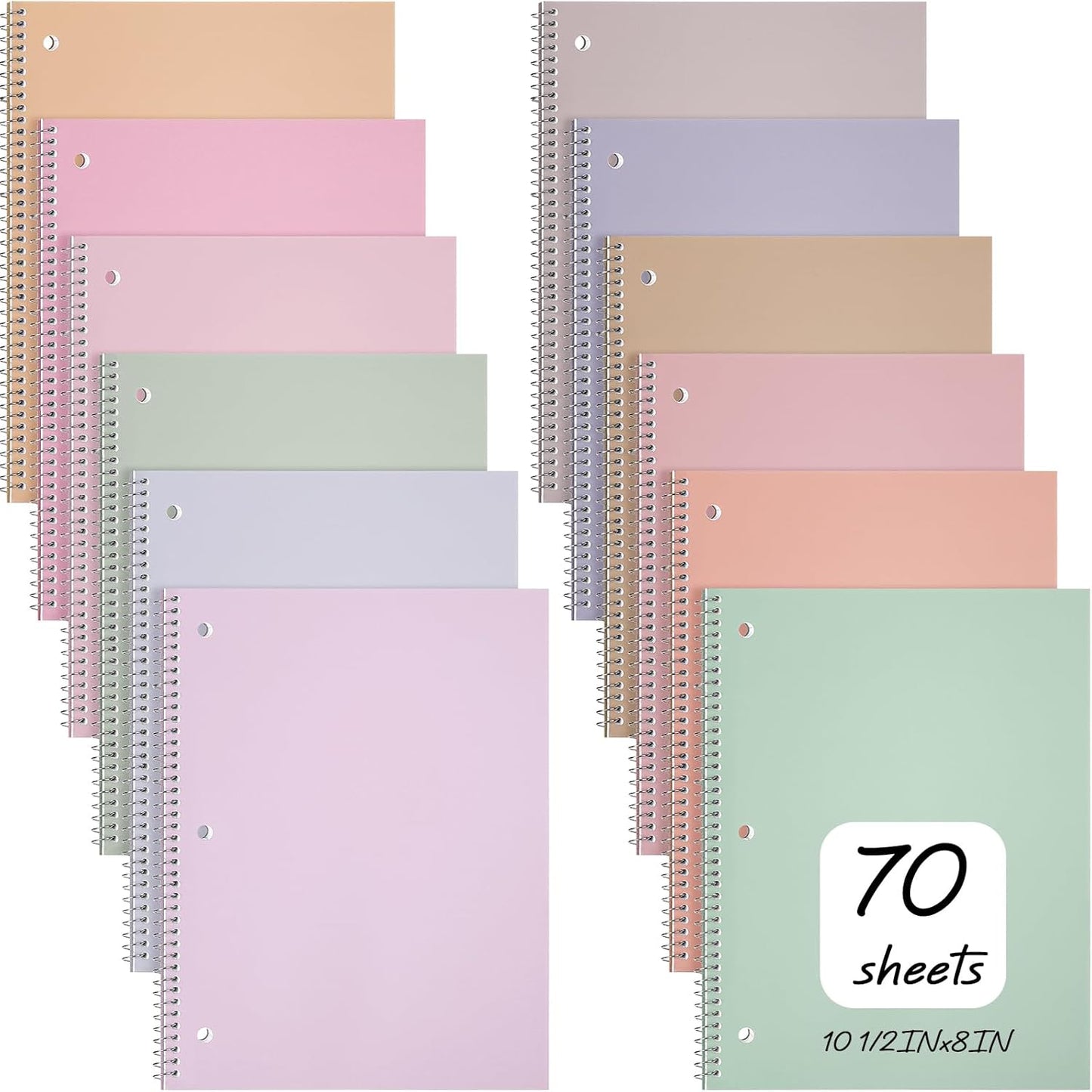 Teling 12 Pcs Spiral Notebook Set for Work and Study Needs