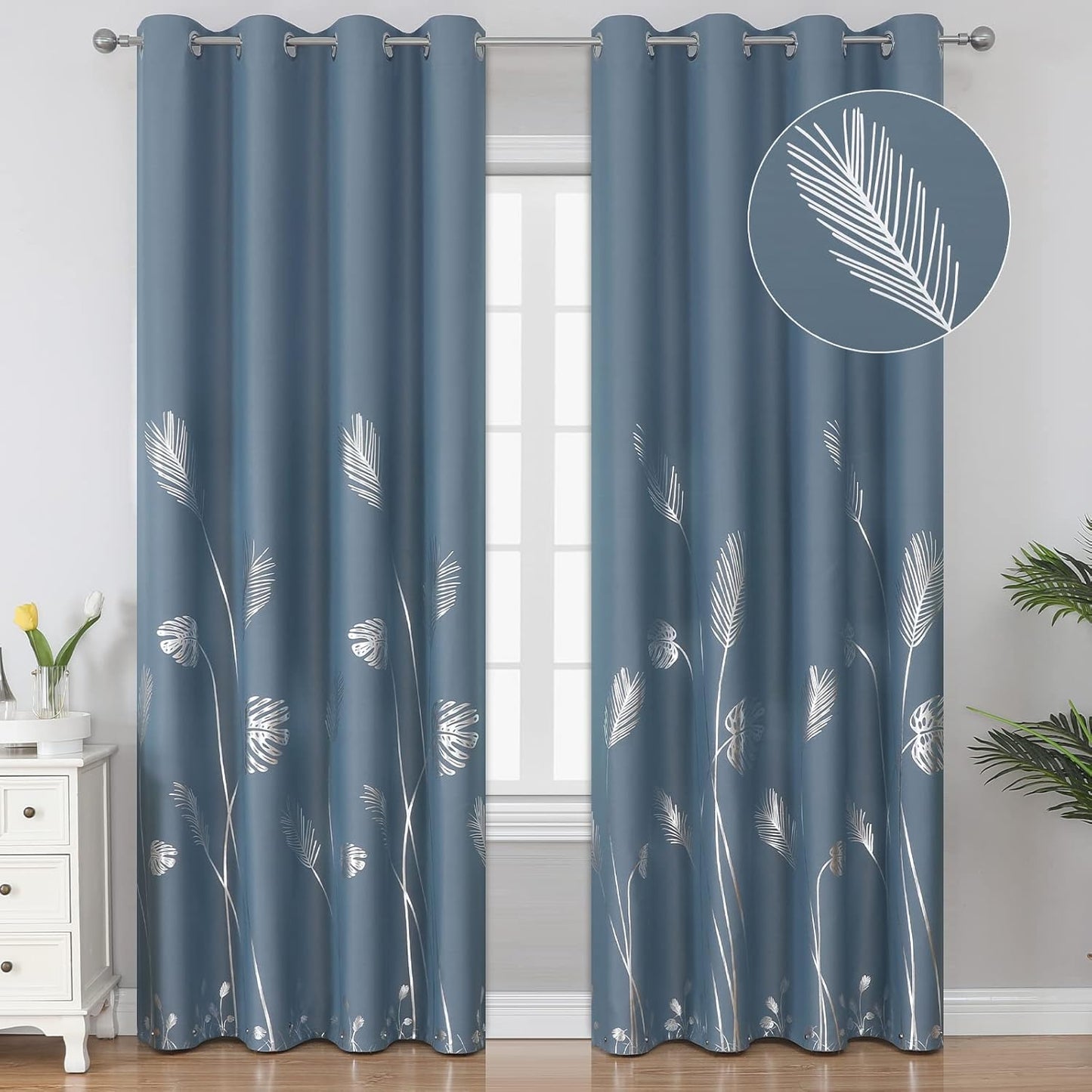 Estelar Textiler Stone Blue Blackout Curtains for Elegant Rooms