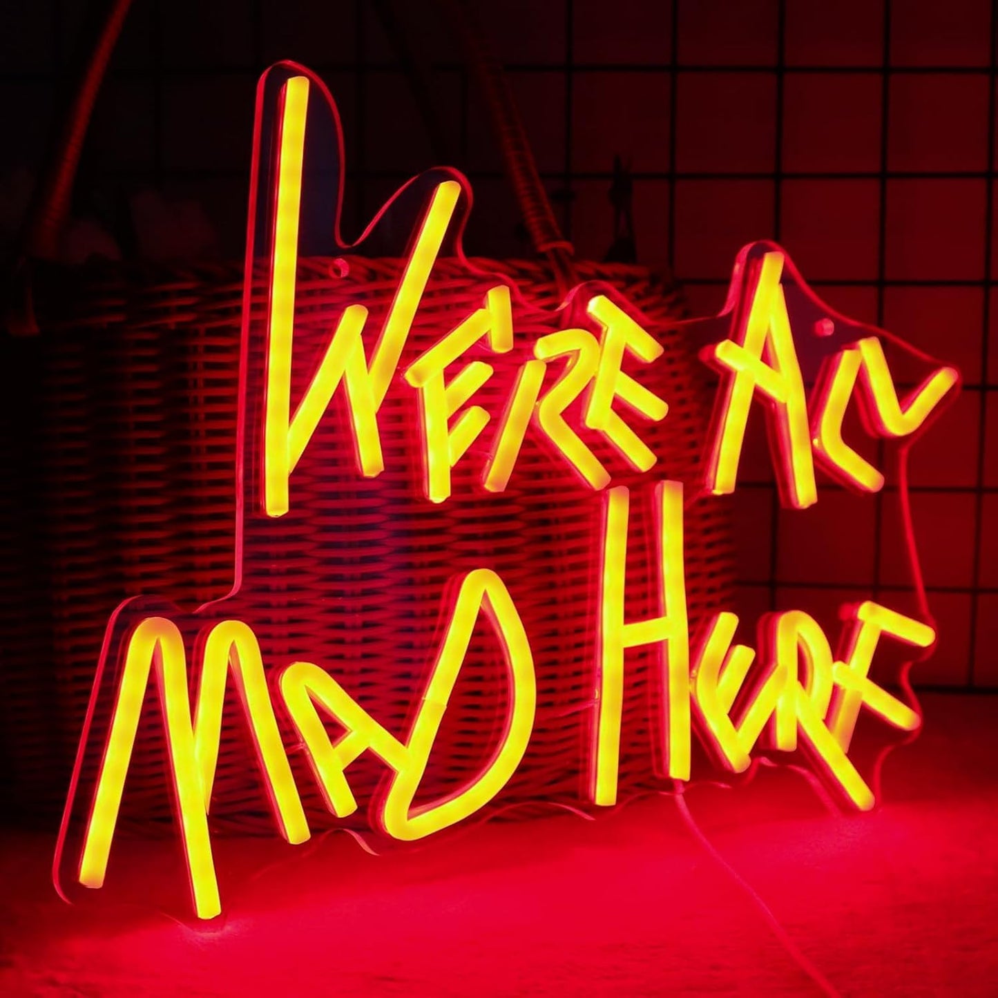 We're All Mad Here Neon Sign for Alice in Wonderland Decor