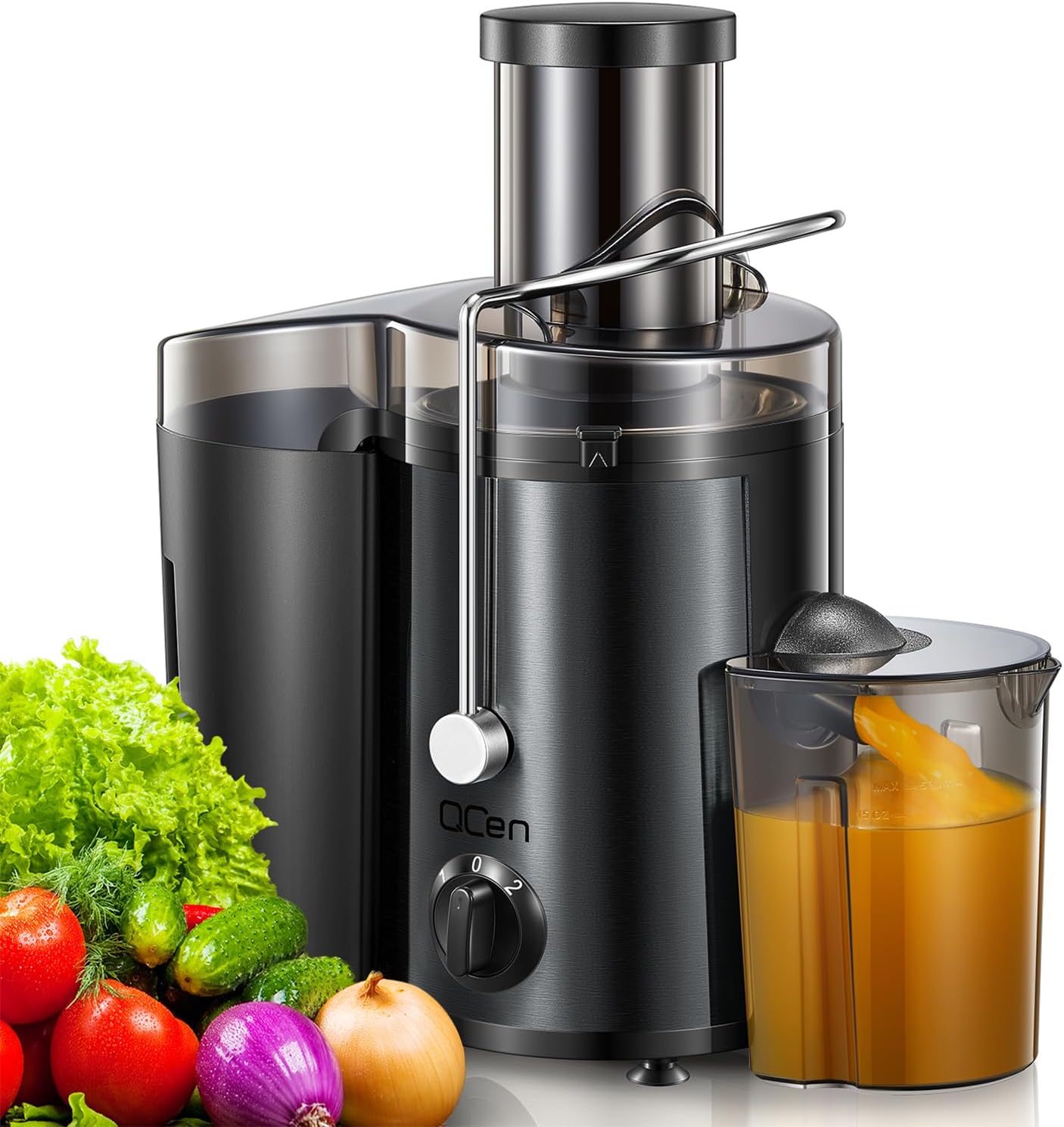 QCen Juicer Machine with 500W Motor and Wide Mouth Design