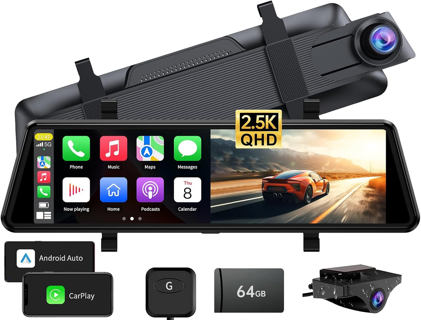 JOMISE C810 CarPlay Mirror Dash Cam with 2.5K Clarity