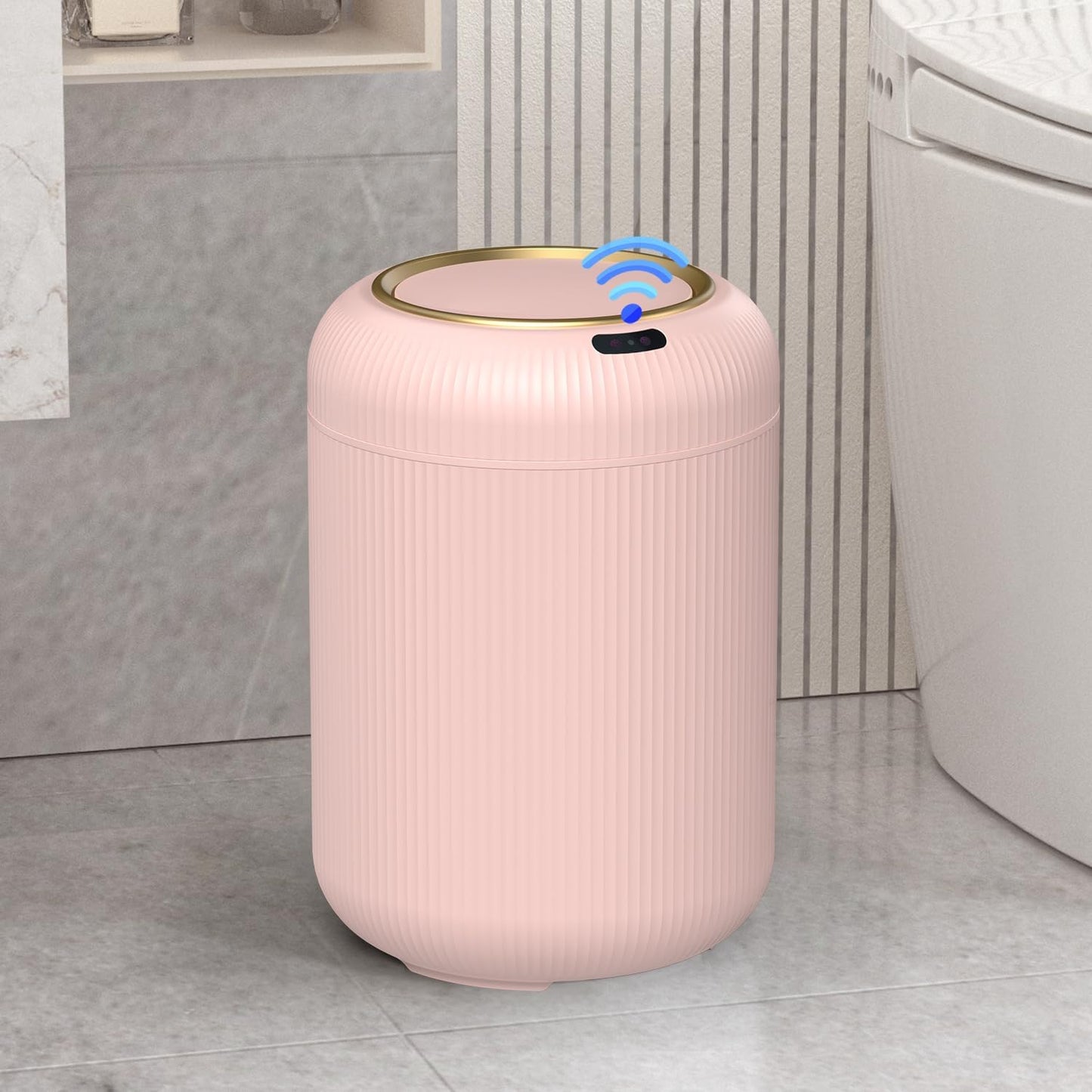 Smart Bathroom Trash Can with Lid - Touchless Motion Sensor Bin