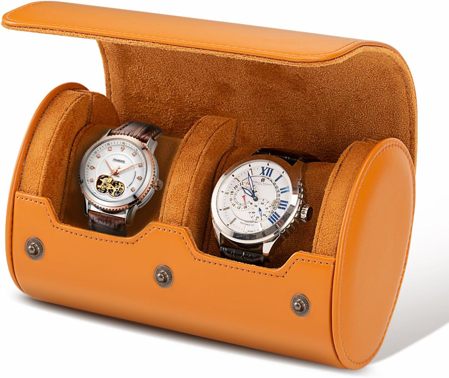 Travel Watch Case: GENUINED Leather, Dual Slots, Any Occasion Gift