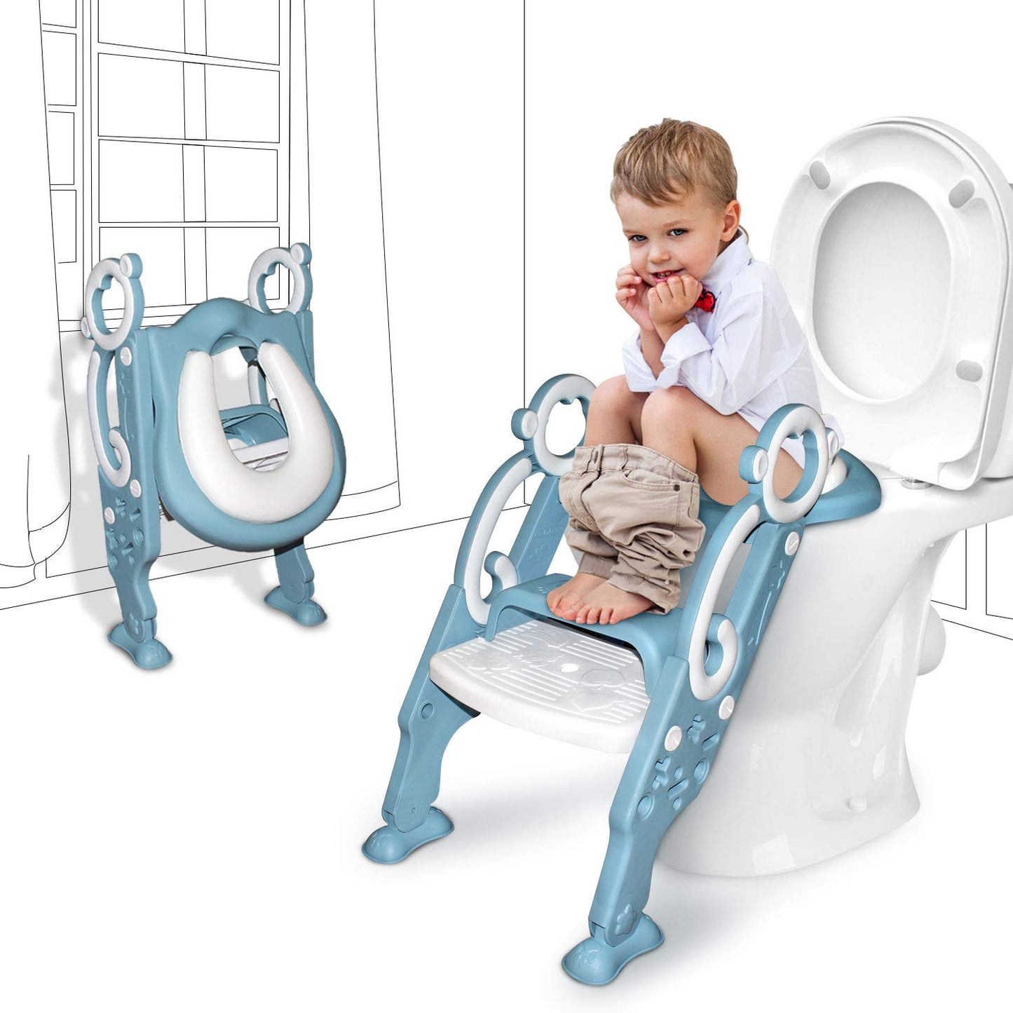 GrowthPic Toddler Potty Training Seat with Step Stool Ladder