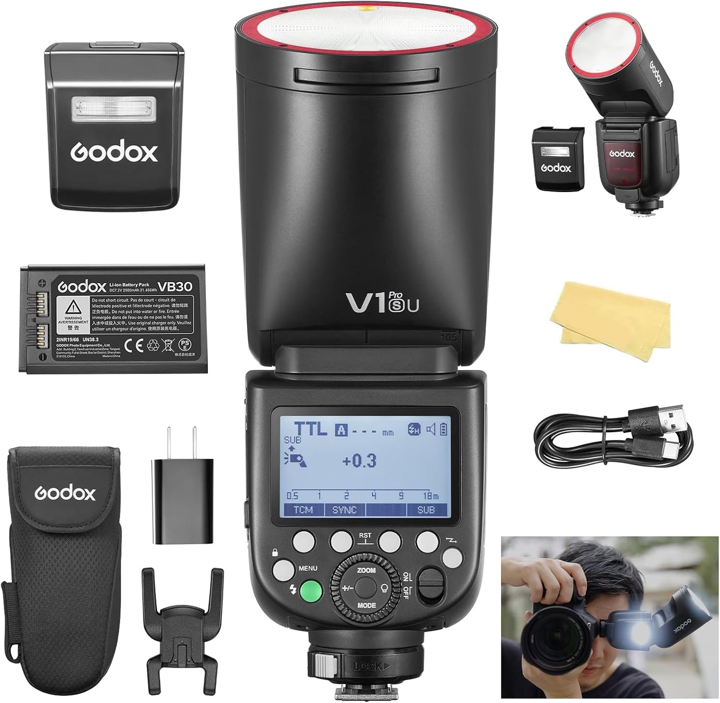 Godox V1pro-S TTL Round Head Flash - Sony ZV-E10