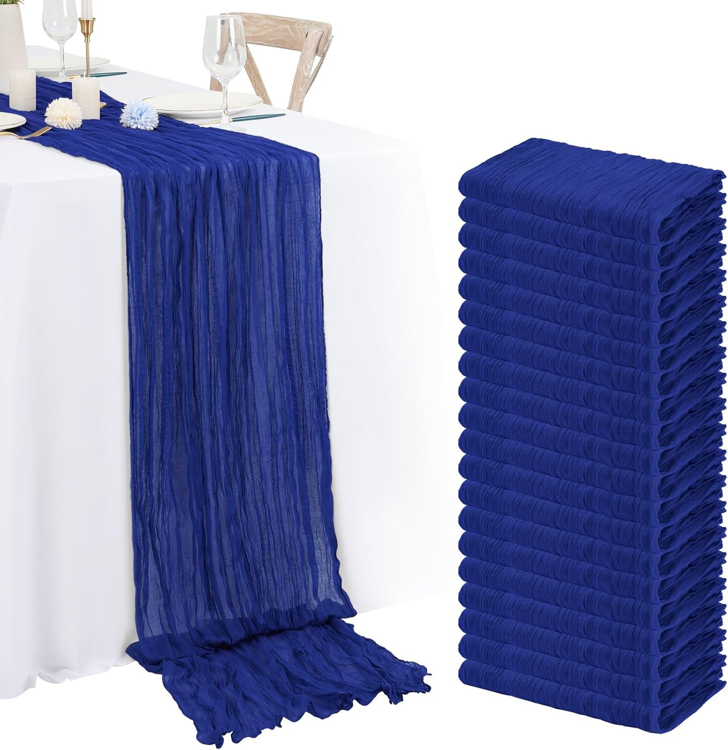 20 Pack Royal Blue Cheesecloth Table Runner for Elegant Events