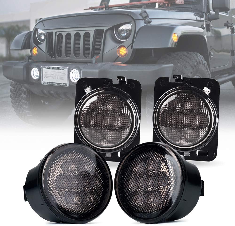 Xprite Smoked Lens Turn Signal & Side Marker Lights for Jeep
