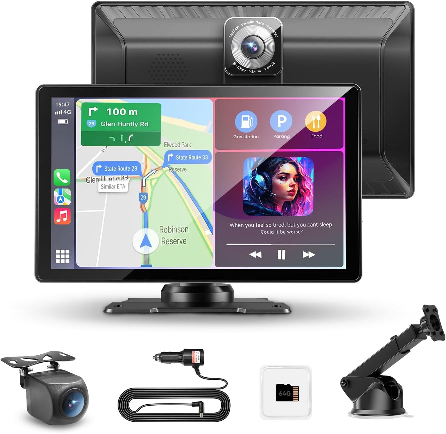 Portable Wireless Carplay Screen with 9in Touchscreen for Cars