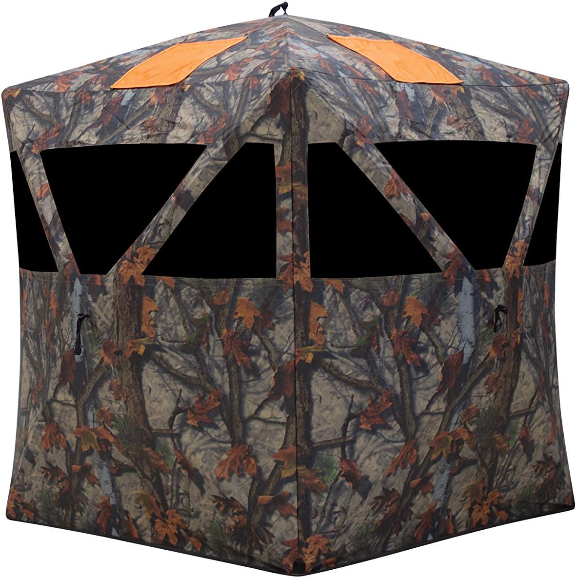 Portable Hunting Blind with Zipperless Windows for Easy Setup