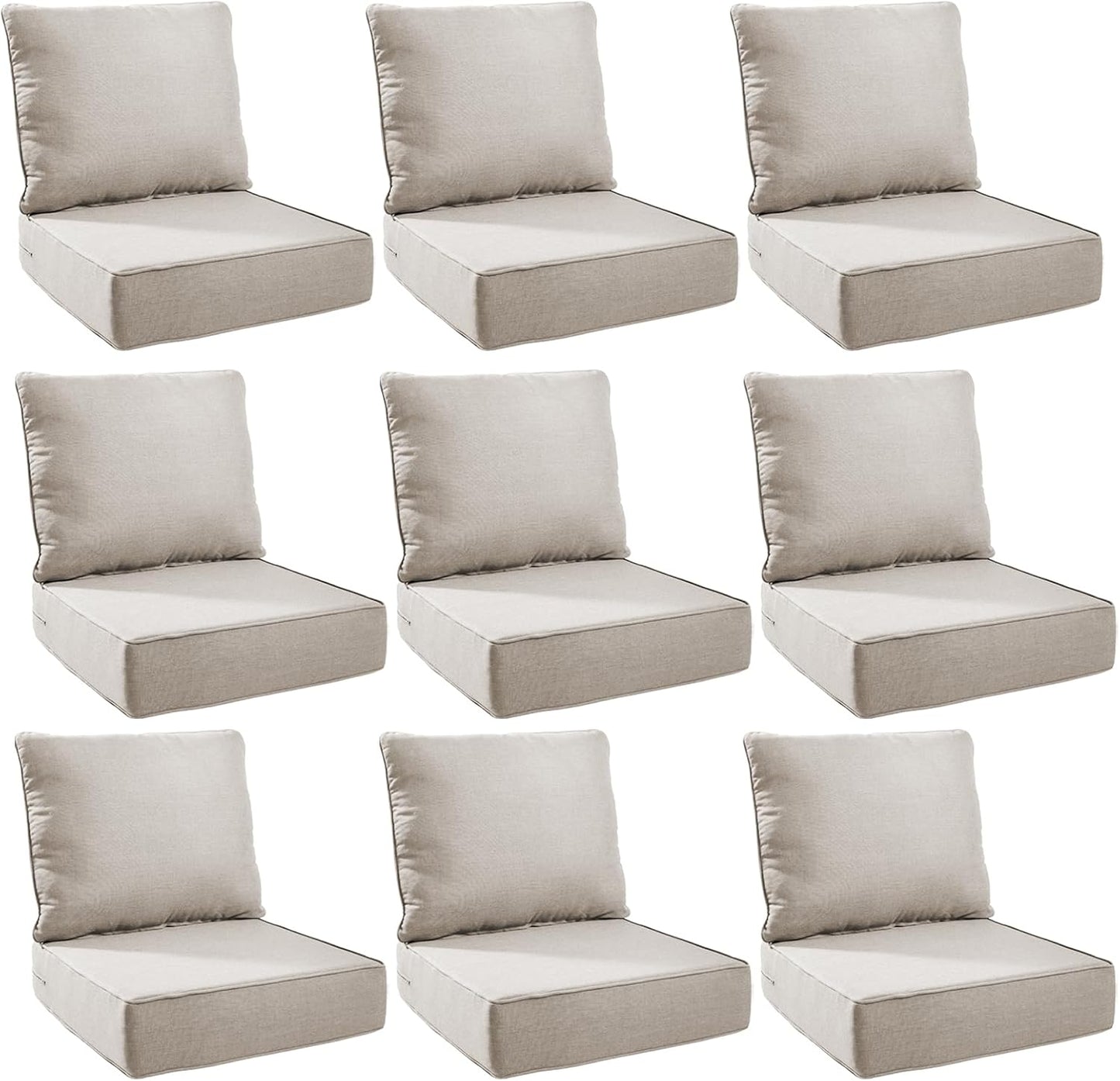 Outdoor Cushion Set for Patio Furniture - 9-Pack 24x24 Inch