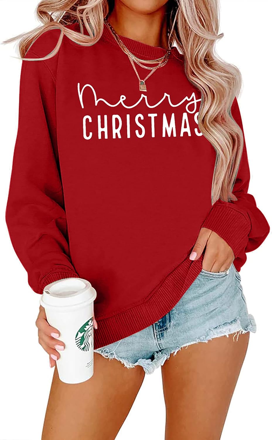 Merry Letter Print Xmas Sweatshirt - Festive Holiday Style