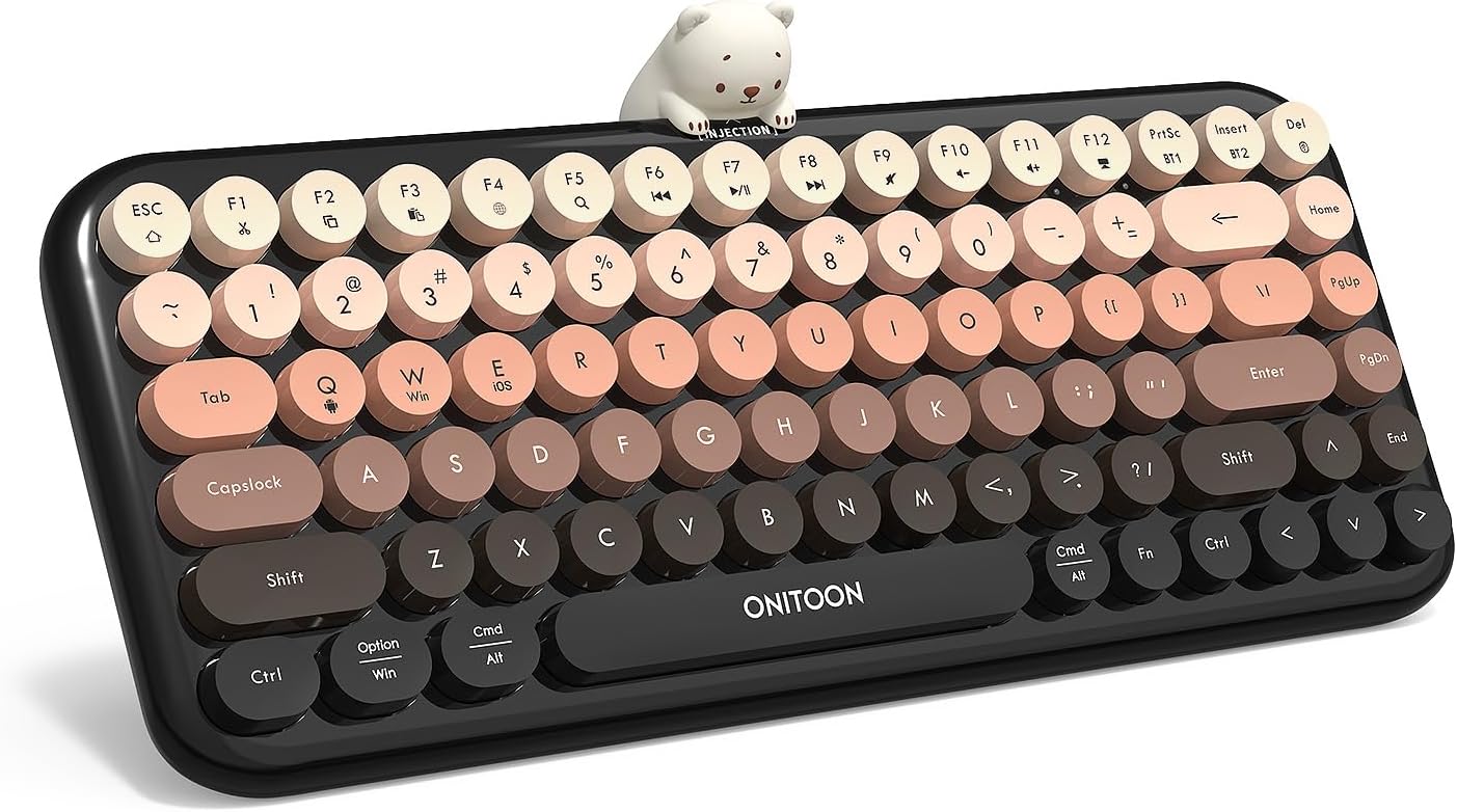 Retro Round Keycaps Bluetooth Keyboard - Multi-Device Support!