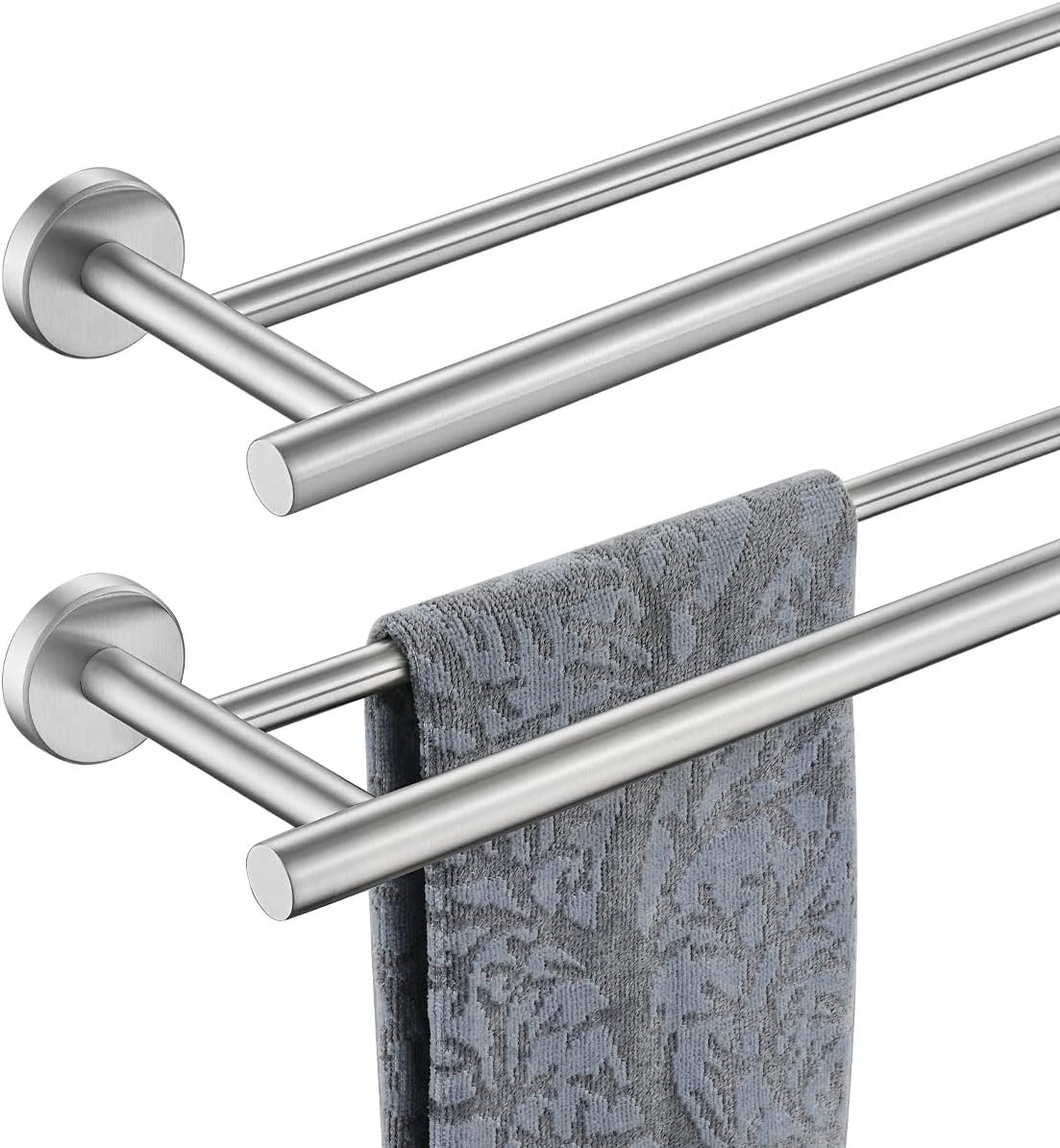 JQK Double Bath Towel Bar - 33 Inch Stainless Steel Rack
