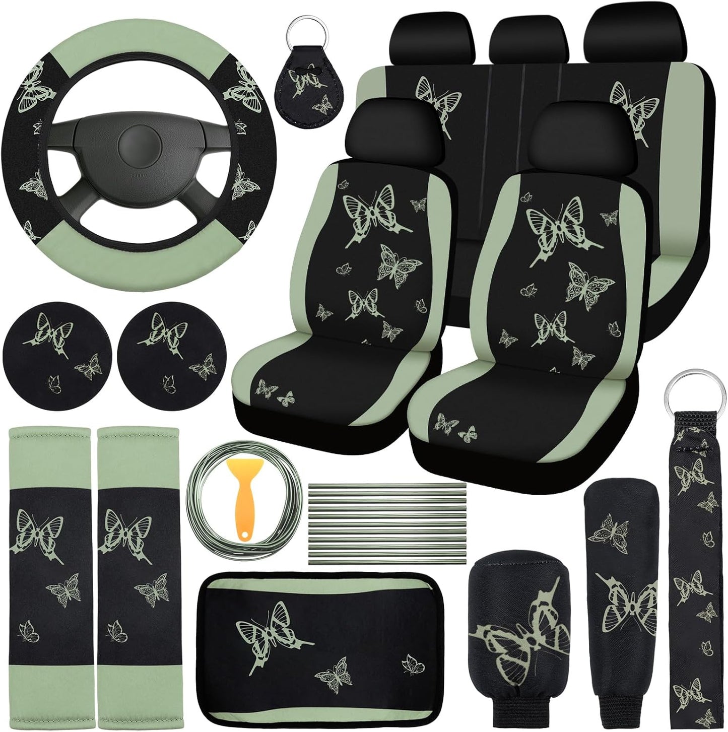BBTO 43 Pcs Butterfly Car Seat Full Set for Stylish Women